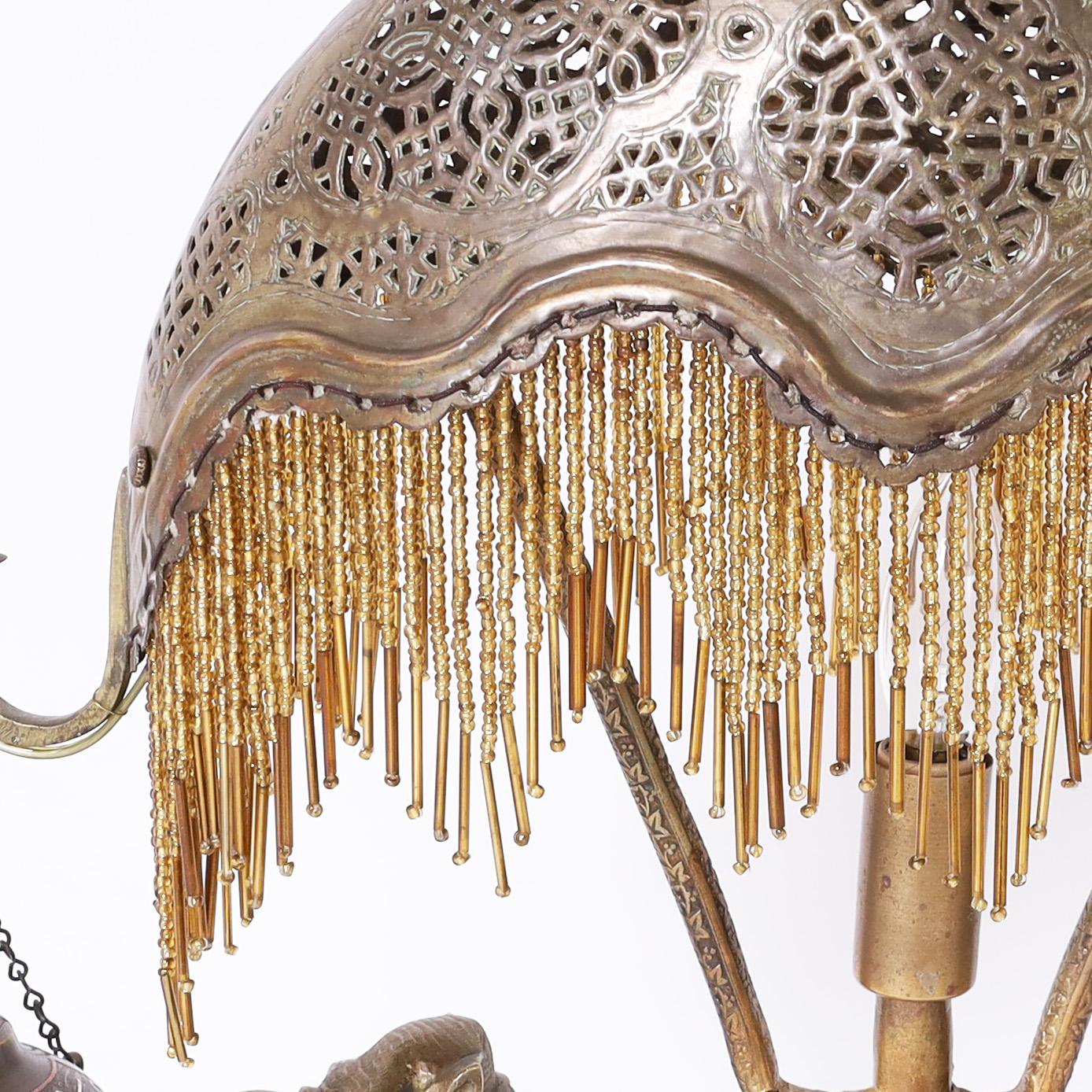 20th Century Antique Moroccan Brass Table Lamp with Camel
