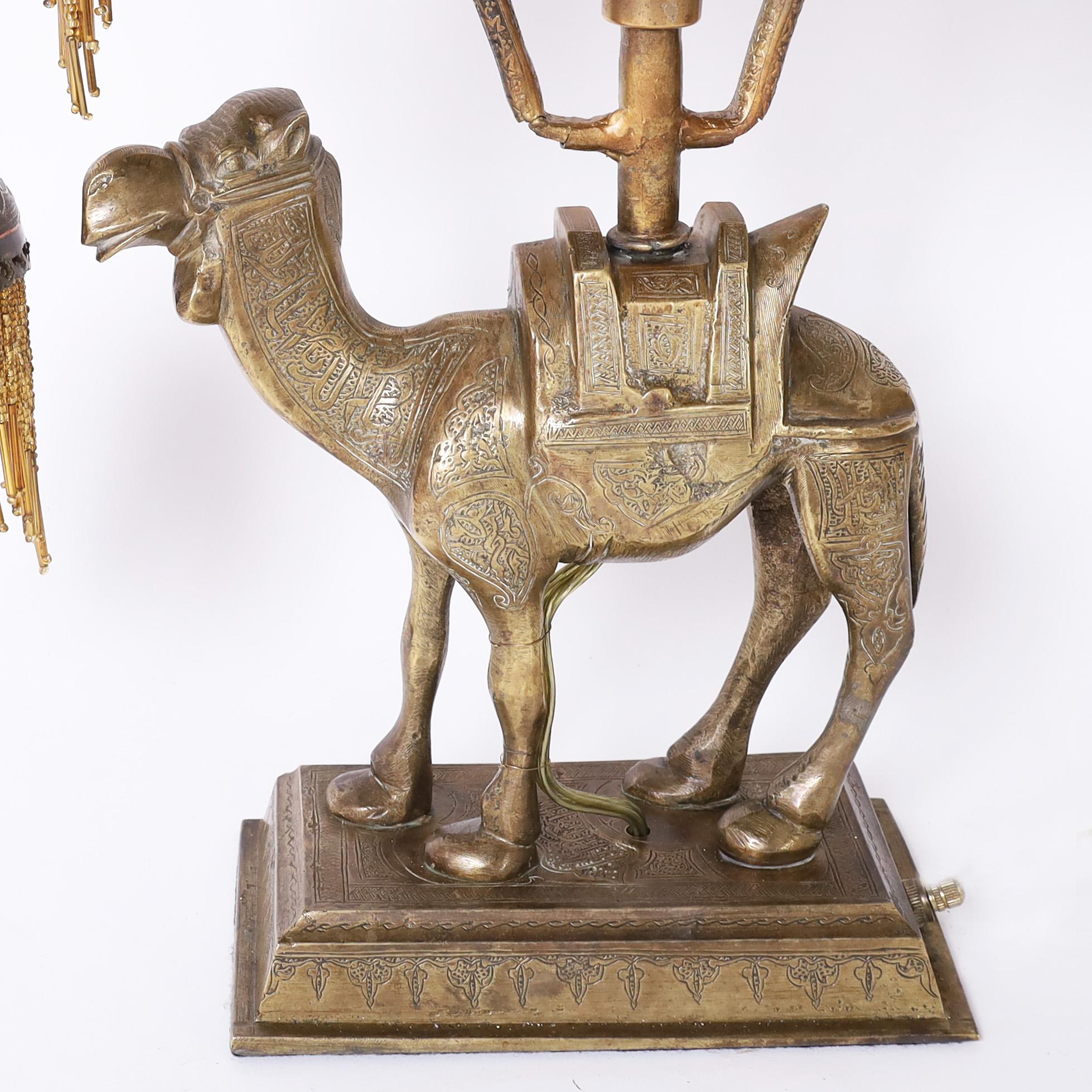 Antique Moroccan Brass Table Lamp with Camel 2