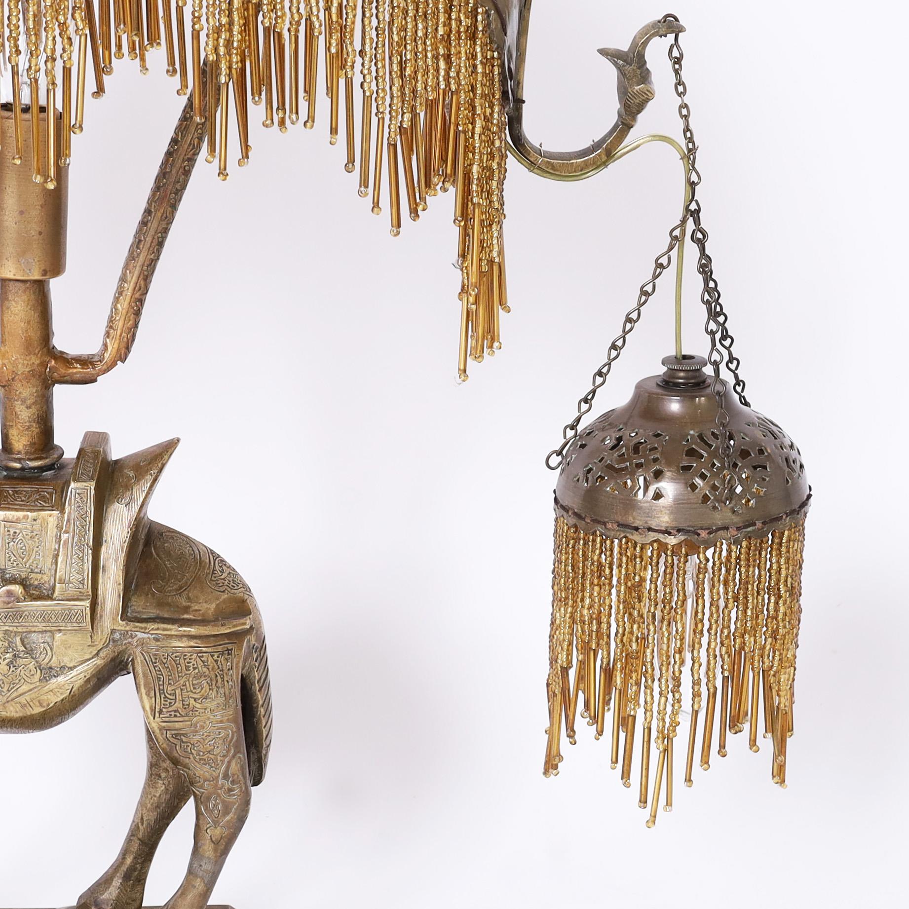 Antique Moroccan Brass Table Lamp with Camel 3