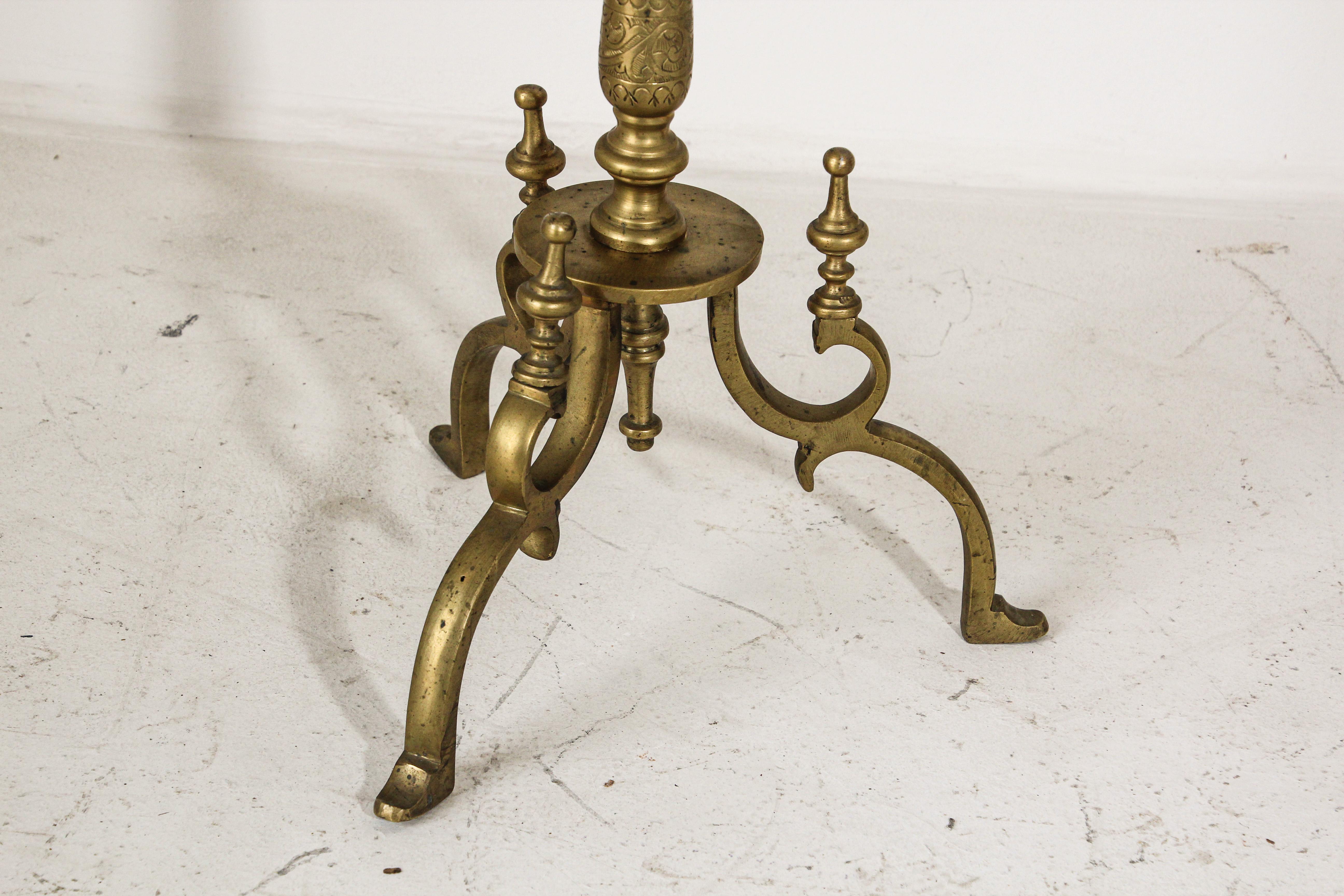 Antique Moroccan Brass Tea Kettle Pot on Stand For Sale at 1stDibs