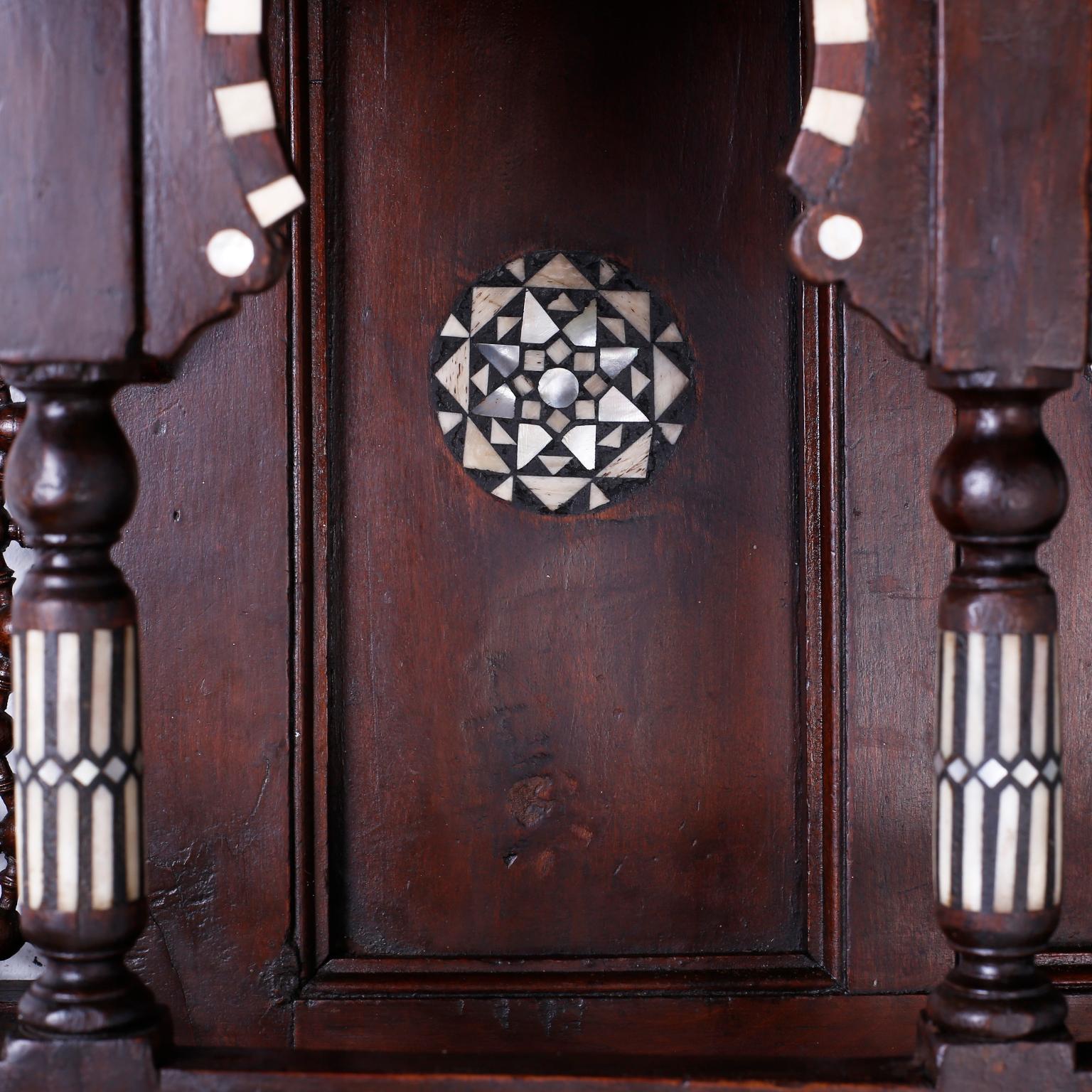 Antique Moroccan Carved and Inlaid Wall Bracket 2
