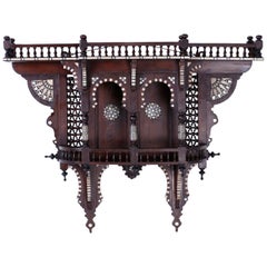 Antique Moroccan Carved and Inlaid Wall Bracket