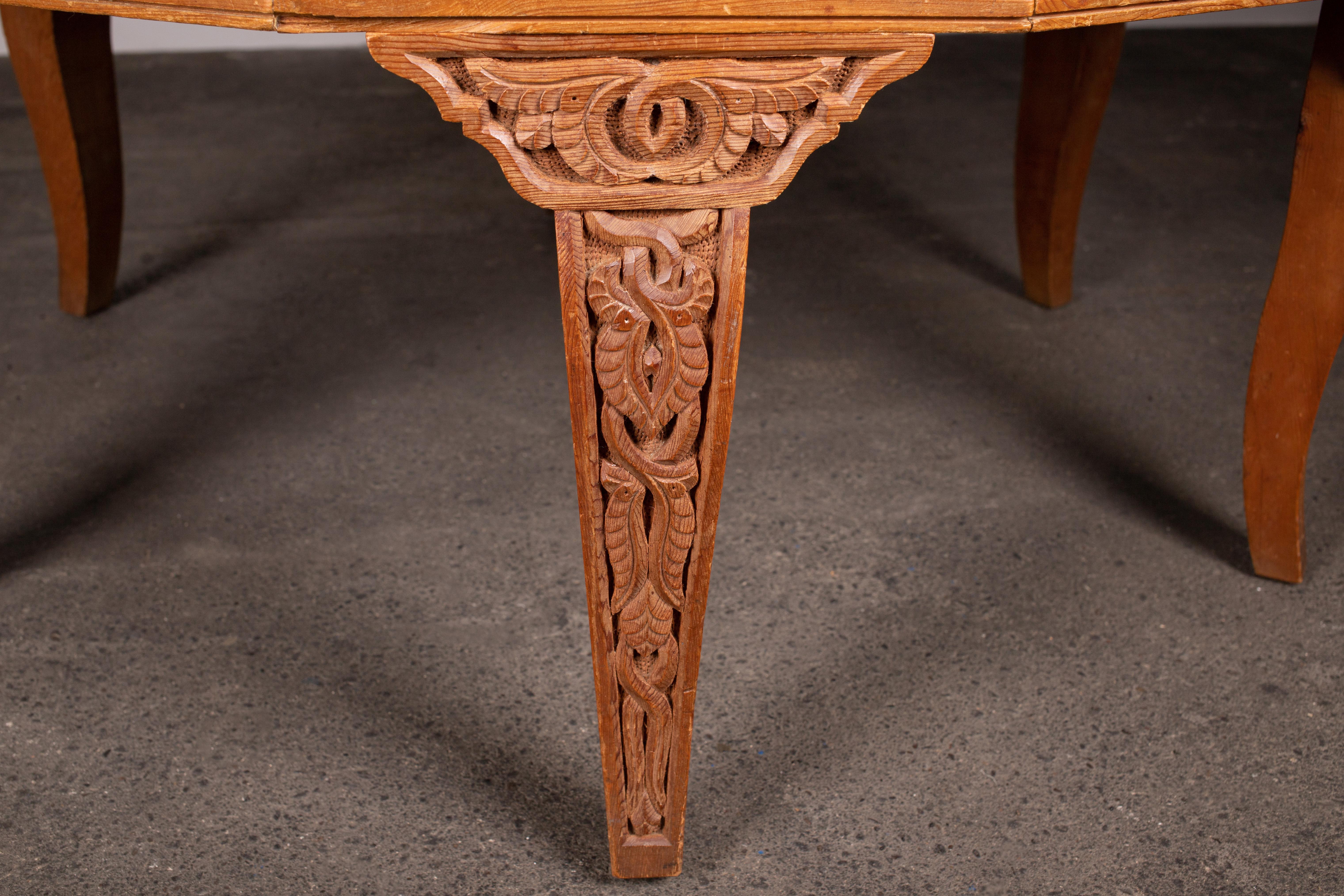 Antique Moroccan Center Table Hand Carved from Atlas Cedar For Sale 1