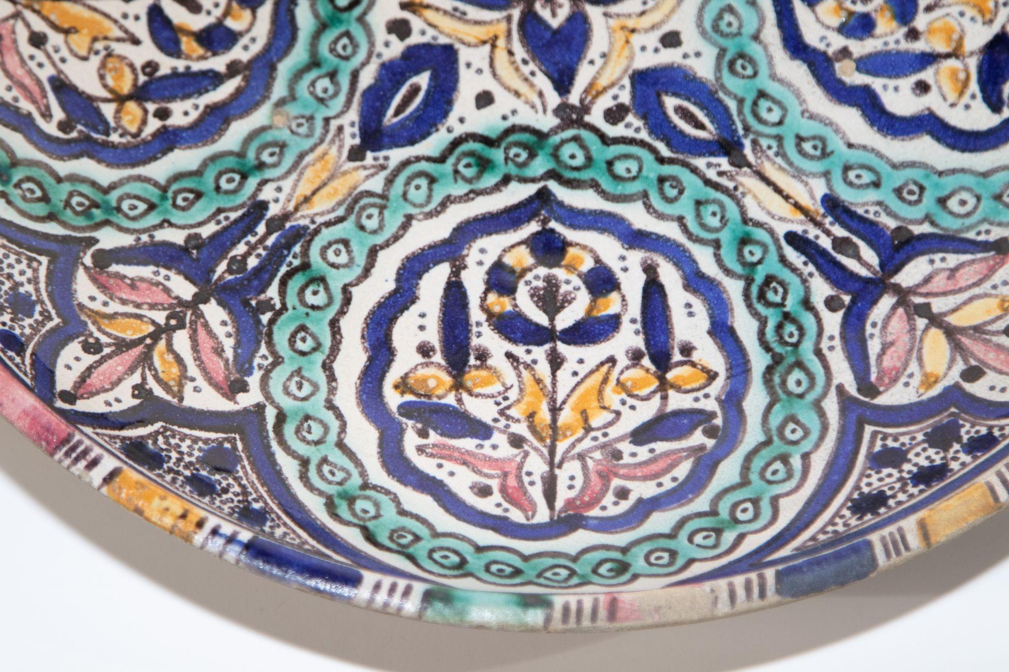 Antique Moroccan Ceramic Bowl from Fez 1920's For Sale 5