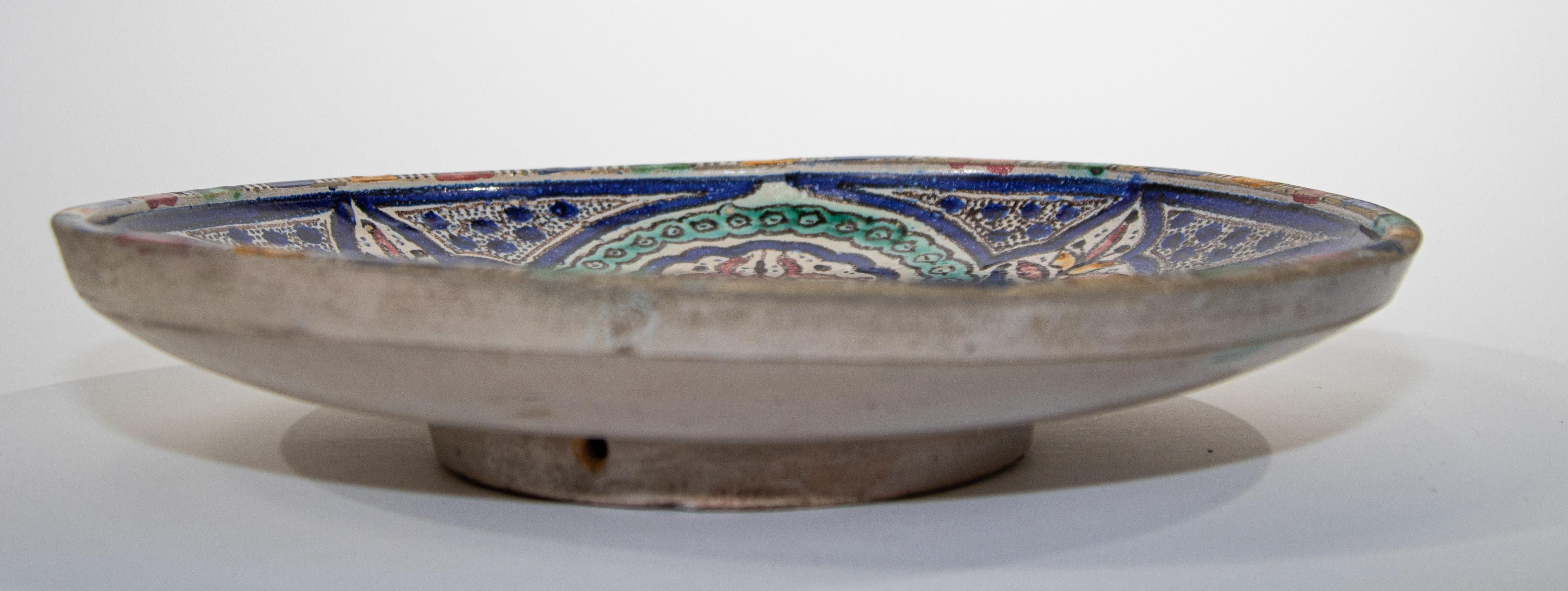 Antique Moroccan Ceramic Bowl from Fez 1920's For Sale 11