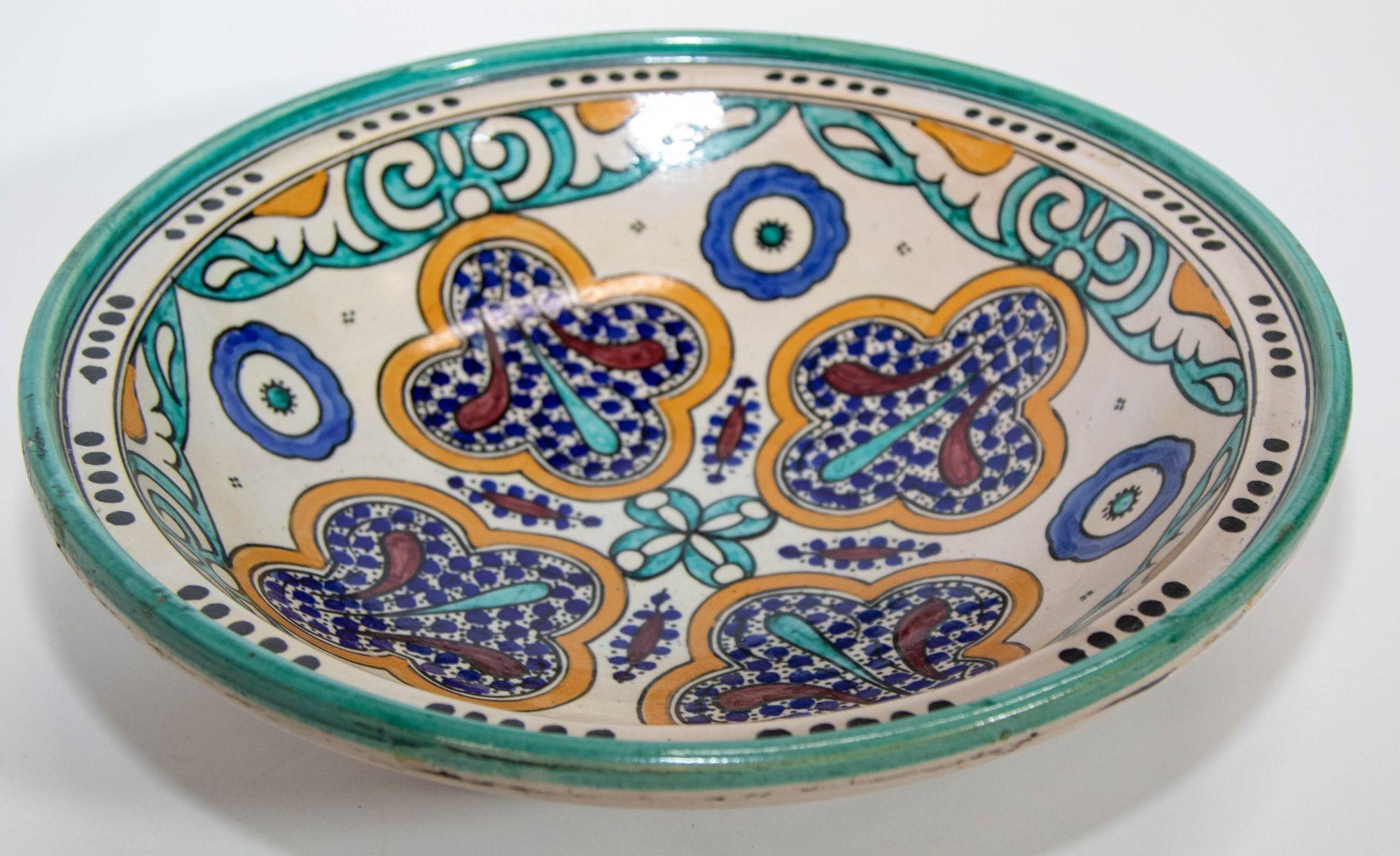 Cuenco antiguo de cerámica marroquí de Fez Diseño morisco de 1940 Marroquí en venta