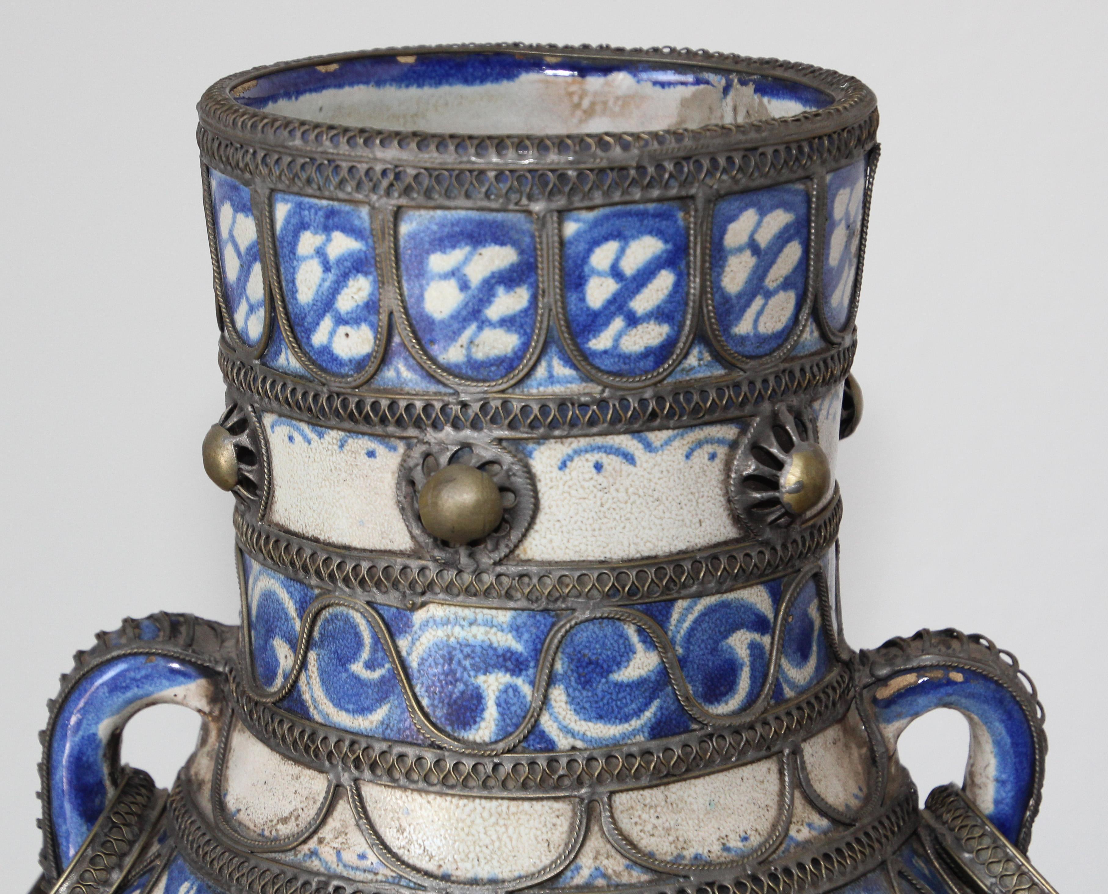 Antique Moroccan Ceramic Moorish Vase 6