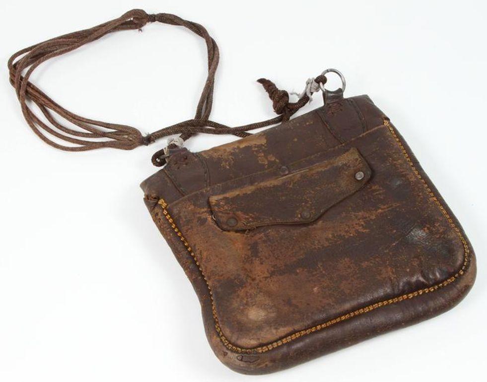 Hand-Crafted Antique Moroccan Collectible Messenger Bag Hand Tooled Leather Marrakech 1920s