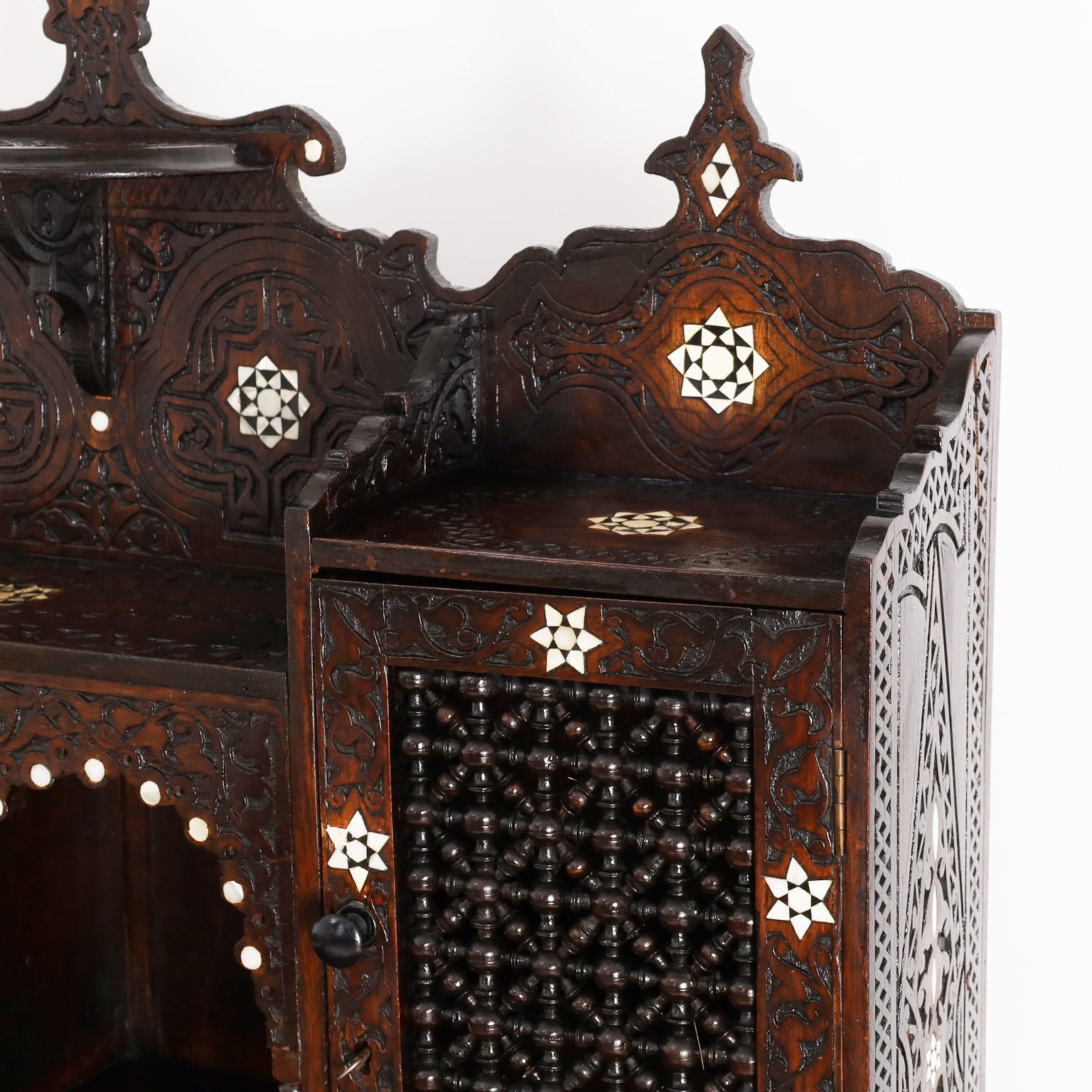 Carved Antique Moroccan Desk or Escritoire For Sale