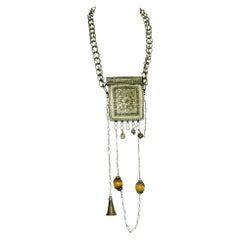 Ancienne boîte à amulettes marocaine ethnique Talisman en argent