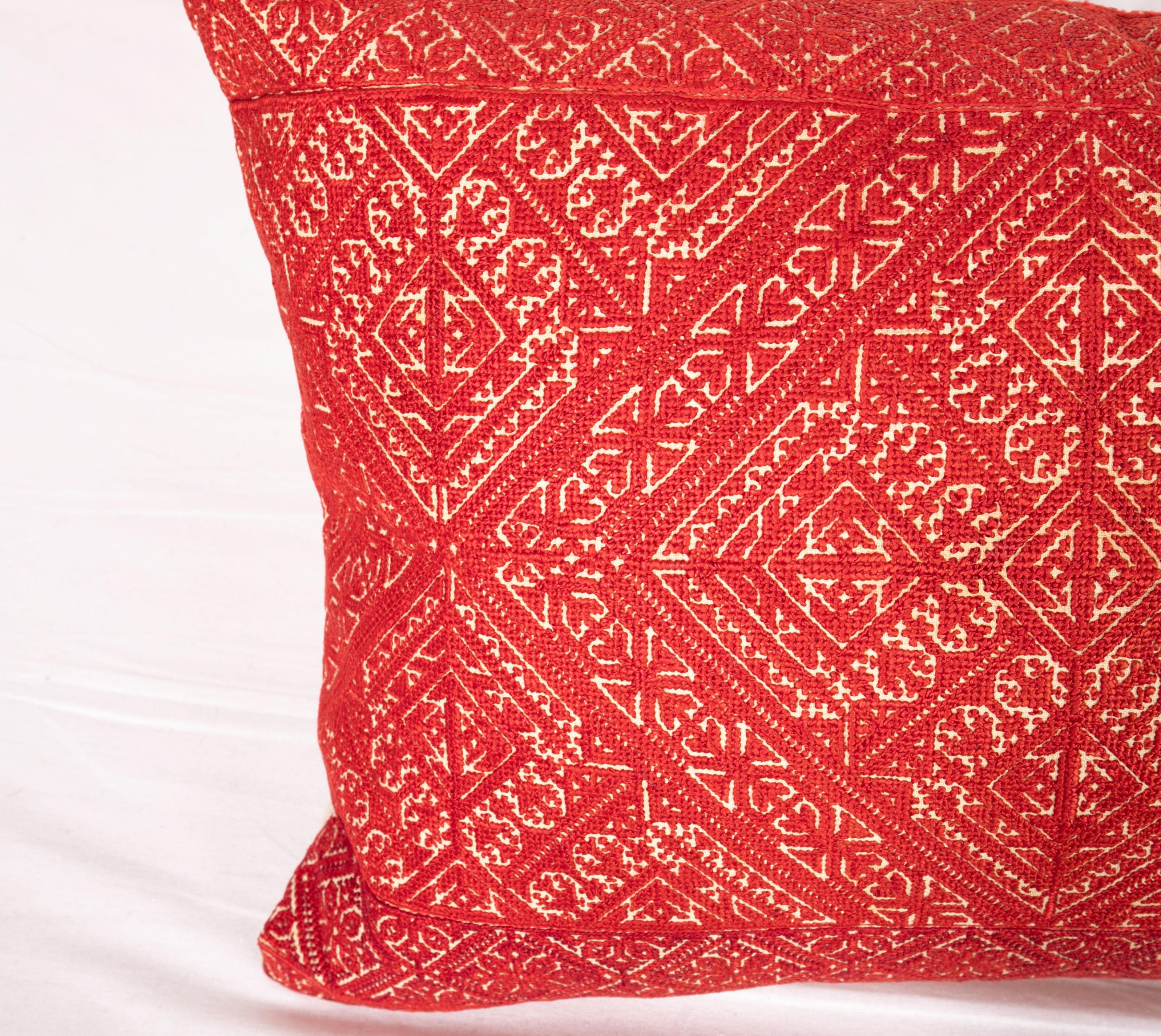 Embroidered Antique Moroccan Fez Embroidery Pillow Case, Early 20th Century