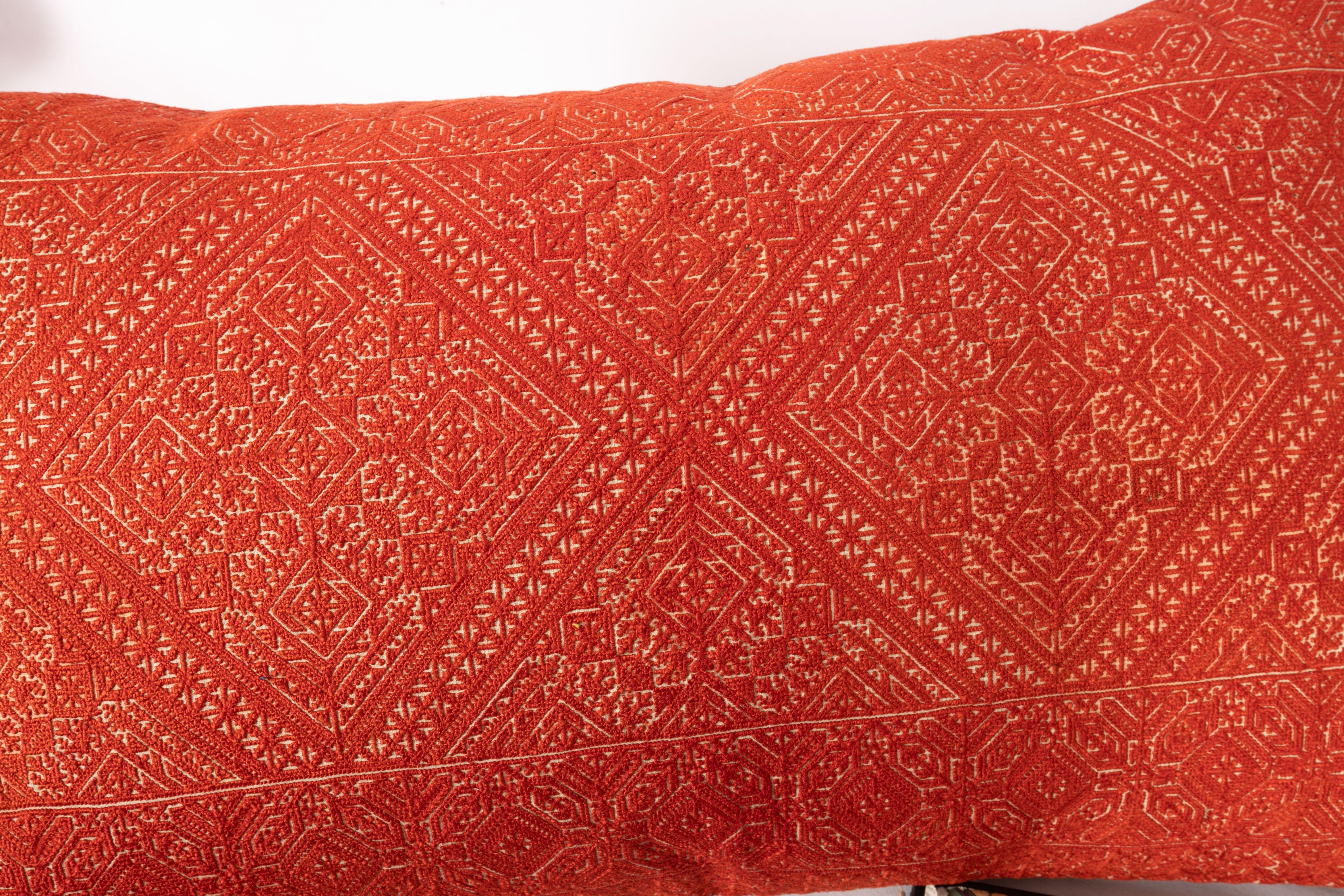 Silk Antique Moroccan Fez Embroidery Pillow Case, Early 20th Century