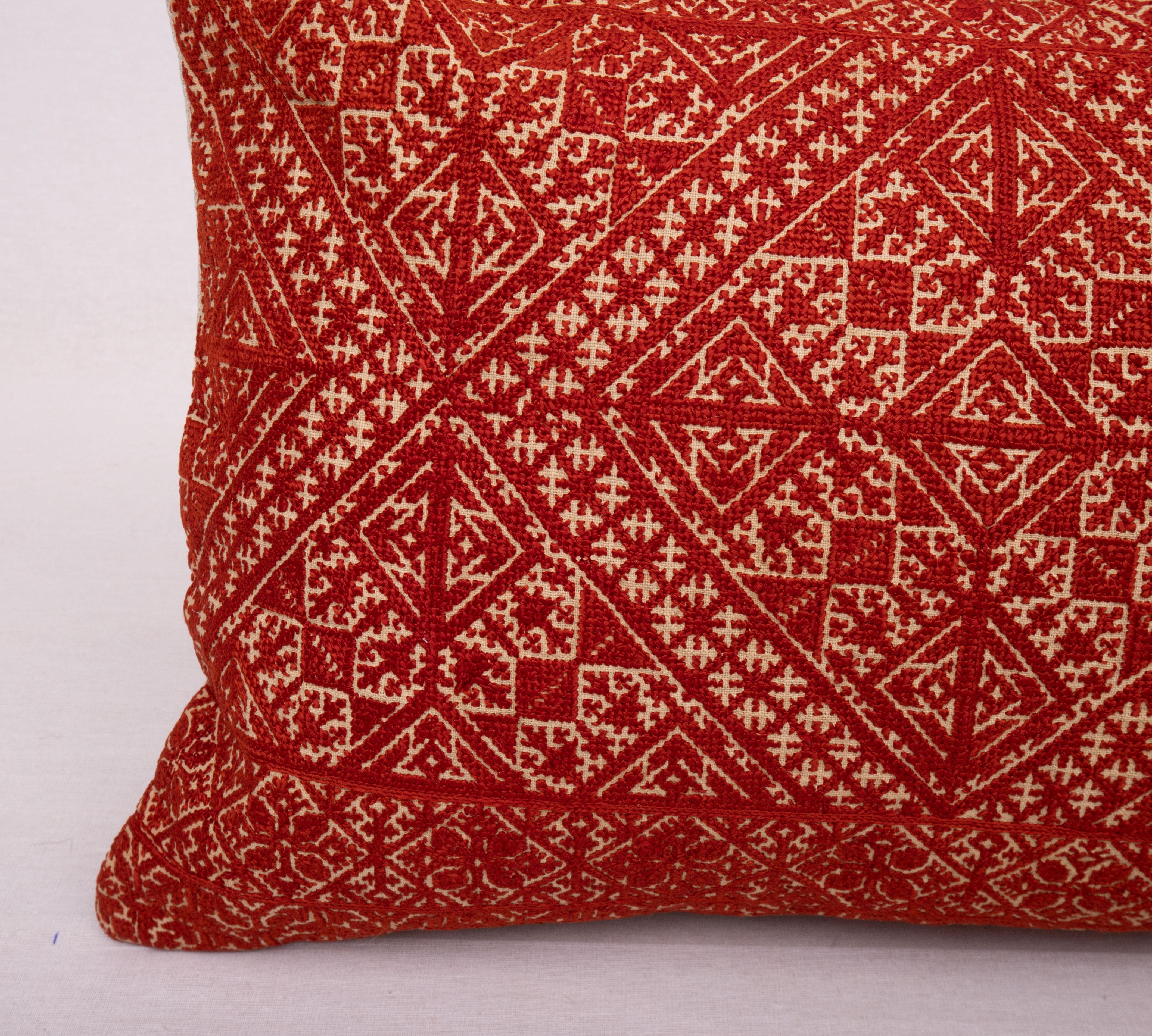 Embroidered Antique Moroccan Fez Embroidery Pillow Case, Early 20th Century