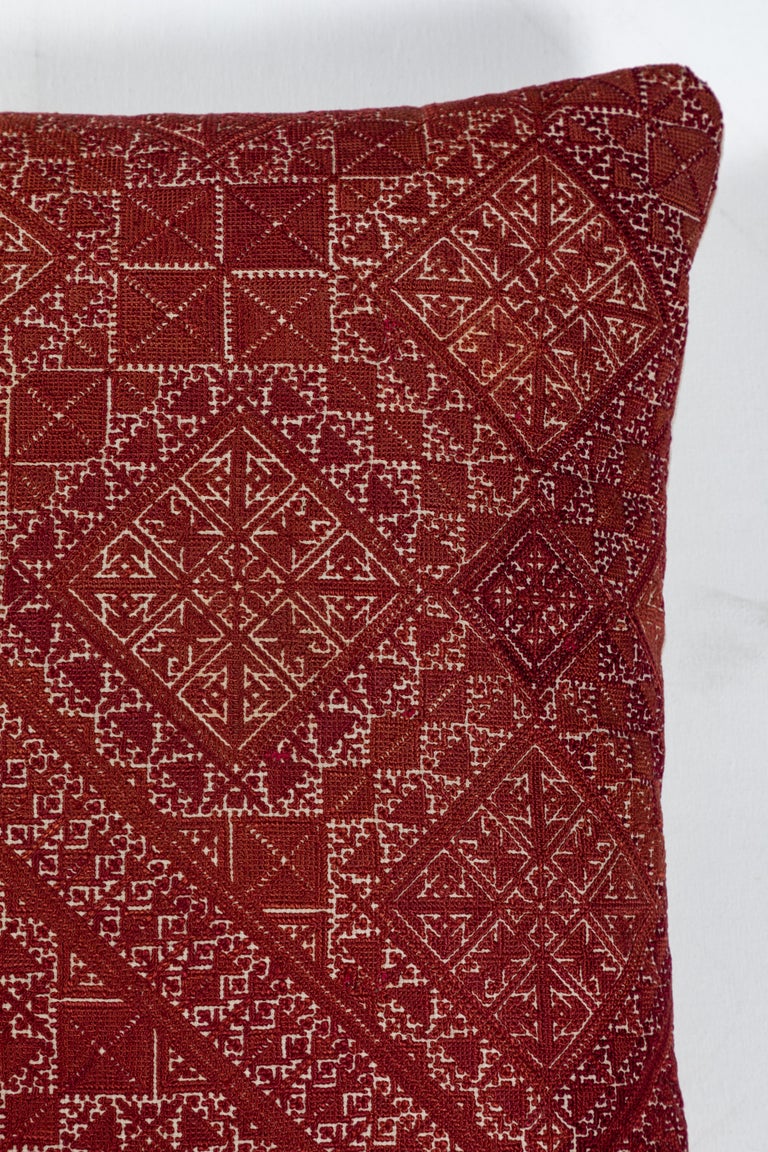 View of Antique Moroccan Fez Embroidery Pillow For Sale at 1stDibs