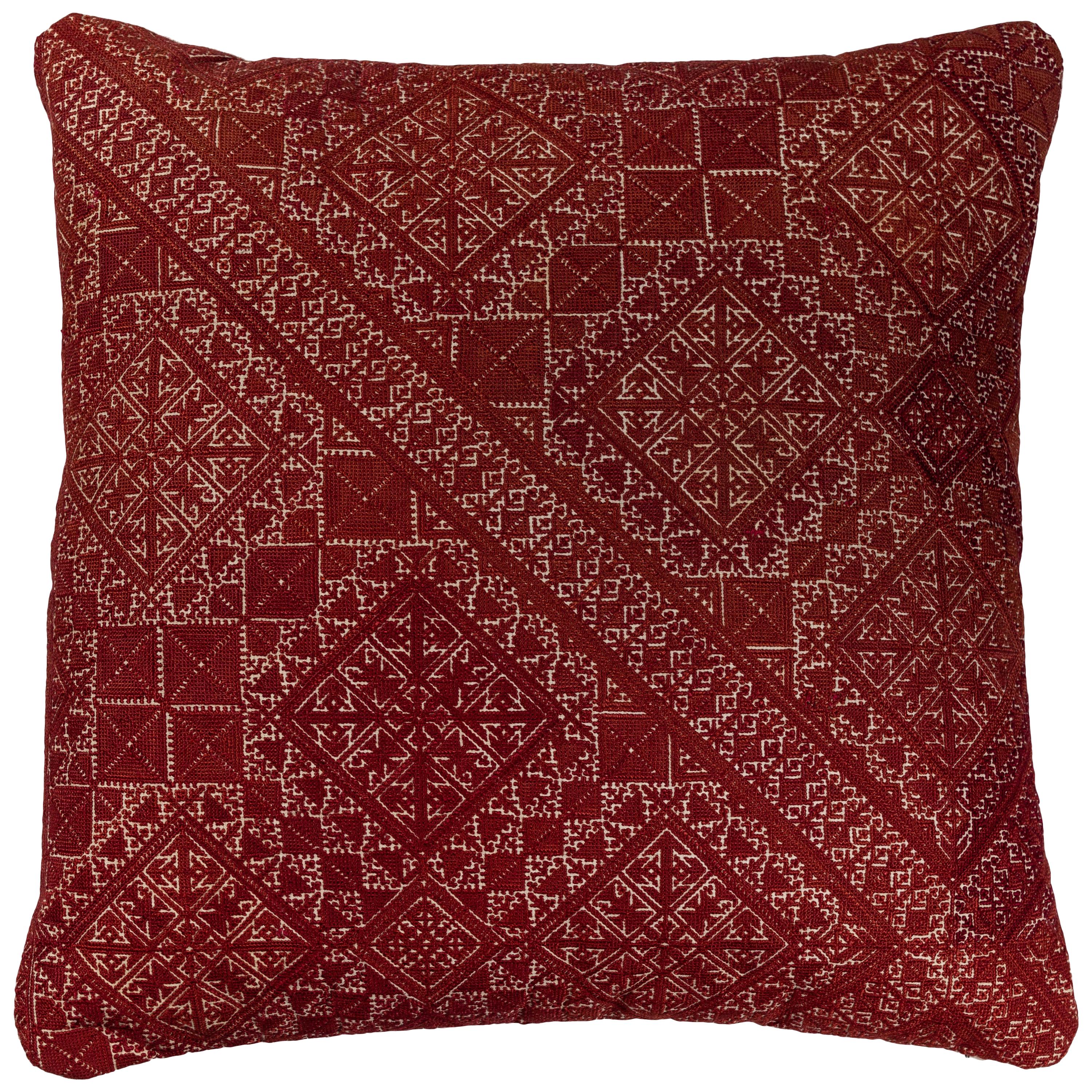 Antique Moroccan Fez Embroidery Pillow For Sale
