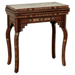 Antique Moroccan Foldout Inlaid Game Table