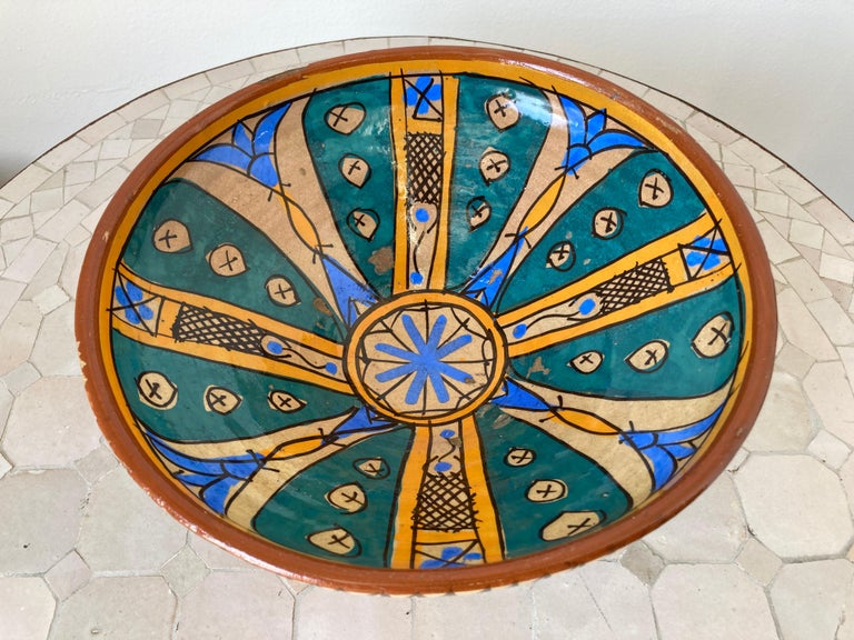 Antique Moroccan Handcrafted Pottery Bowl In Good Condition In North Hollywood, CA