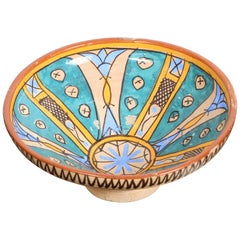 Antique Moroccan Handcrafted Pottery Bowl