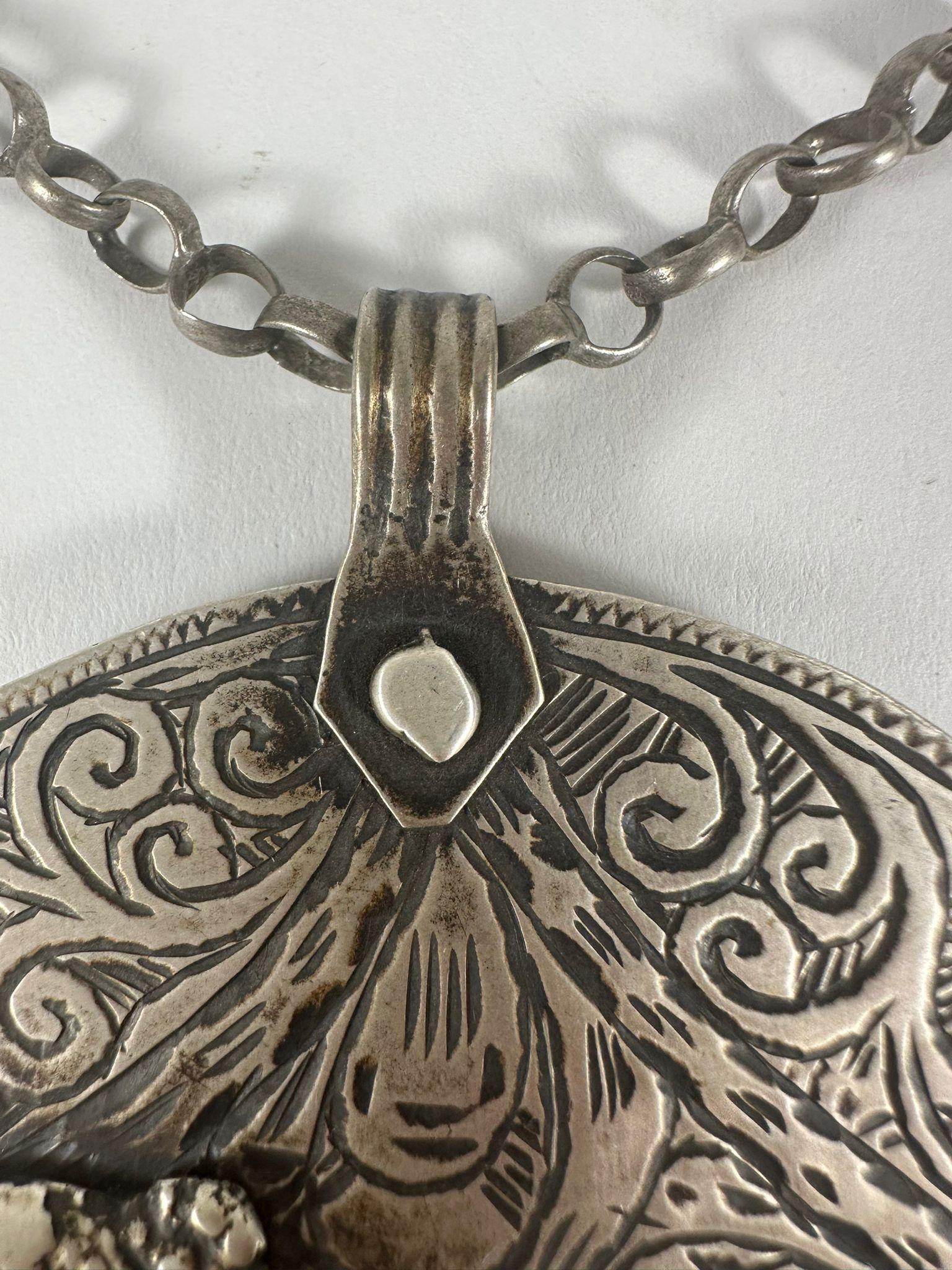 19th Century Antique Moroccan Handmade Silver Hamsa with Lizard Symbol – 1880 For Sale