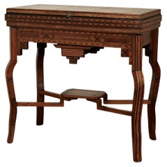 Antique Moroccan Inlaid Console Game Table