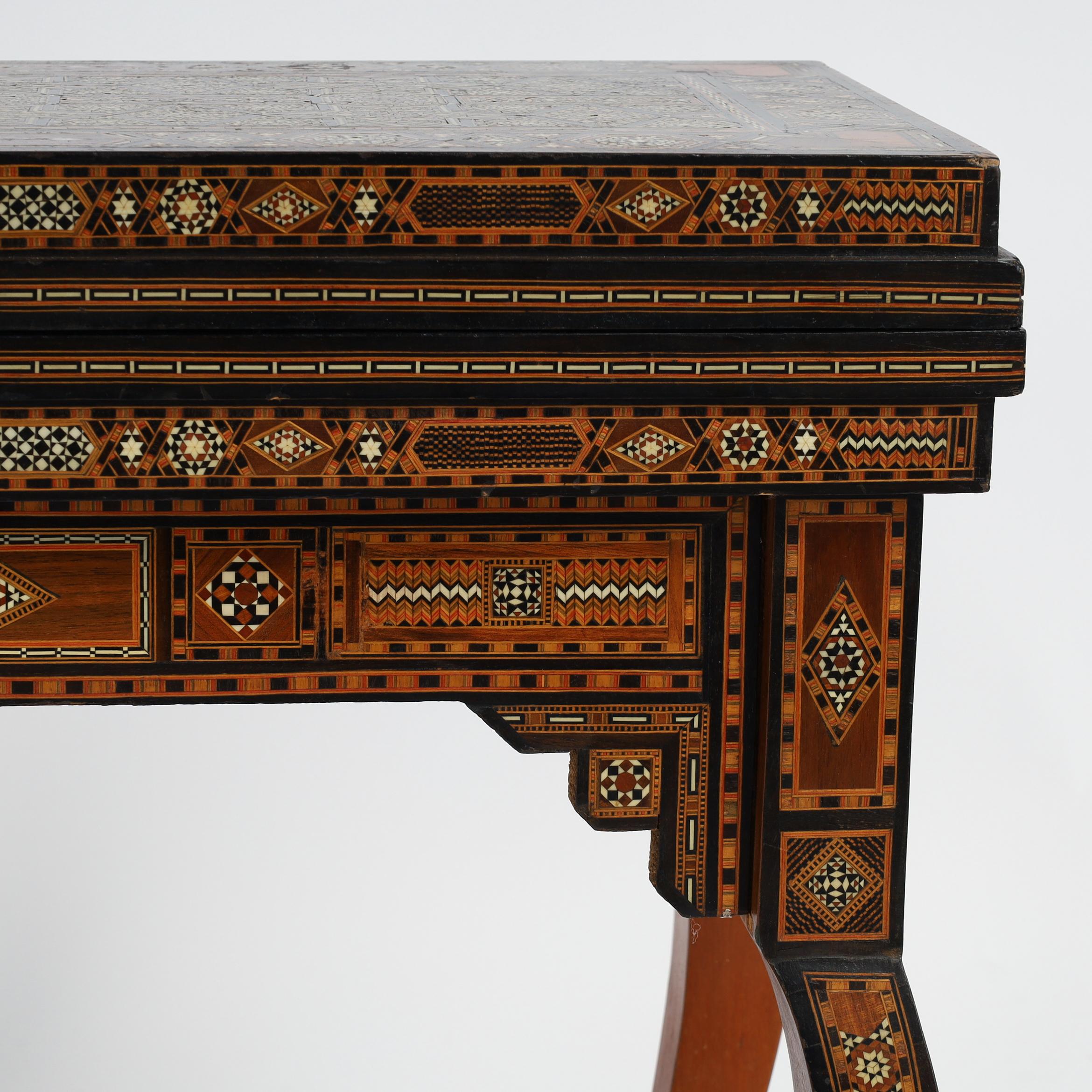 Bone Antique Moroccan Inlaid Game Table