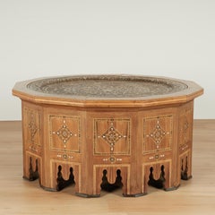 Antique Moroccan Inlaid Table with Tray Top