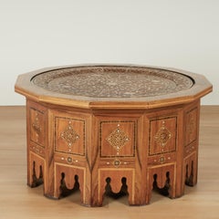 Antique Moroccan Inlaid Table with Tray Top