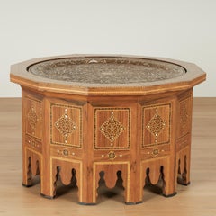 Antique Moroccan Inlaid Table with Tray Top