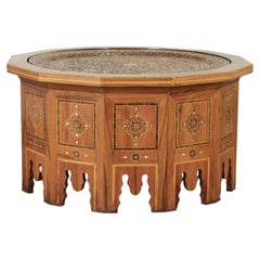 Antique Moroccan Inlaid Table with Tray Top