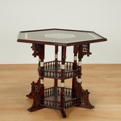 Antique Moroccan Inlaid Three Tiered Table