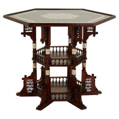 Antique Moroccan Inlaid Three Tiered Table