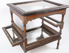 Antique Moroccan Inlaid Wood and Mirrored Bar Table