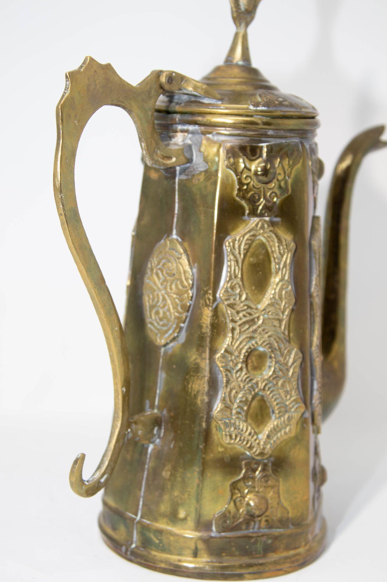 Antique Moroccan Islamic Brass Coffee Pot Dallah 3