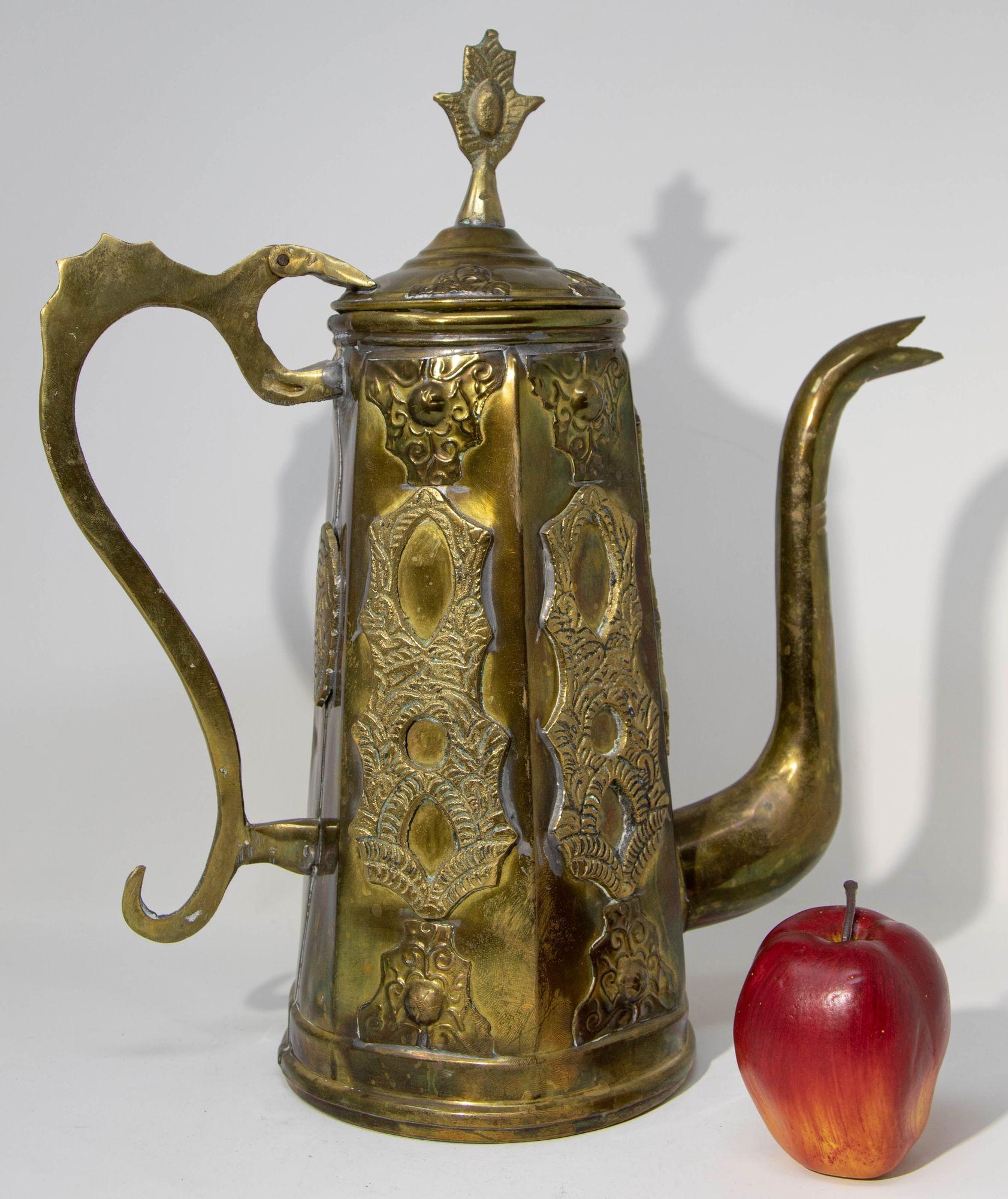 Antique Moroccan Islamic Brass Coffee Pot Dallah 4