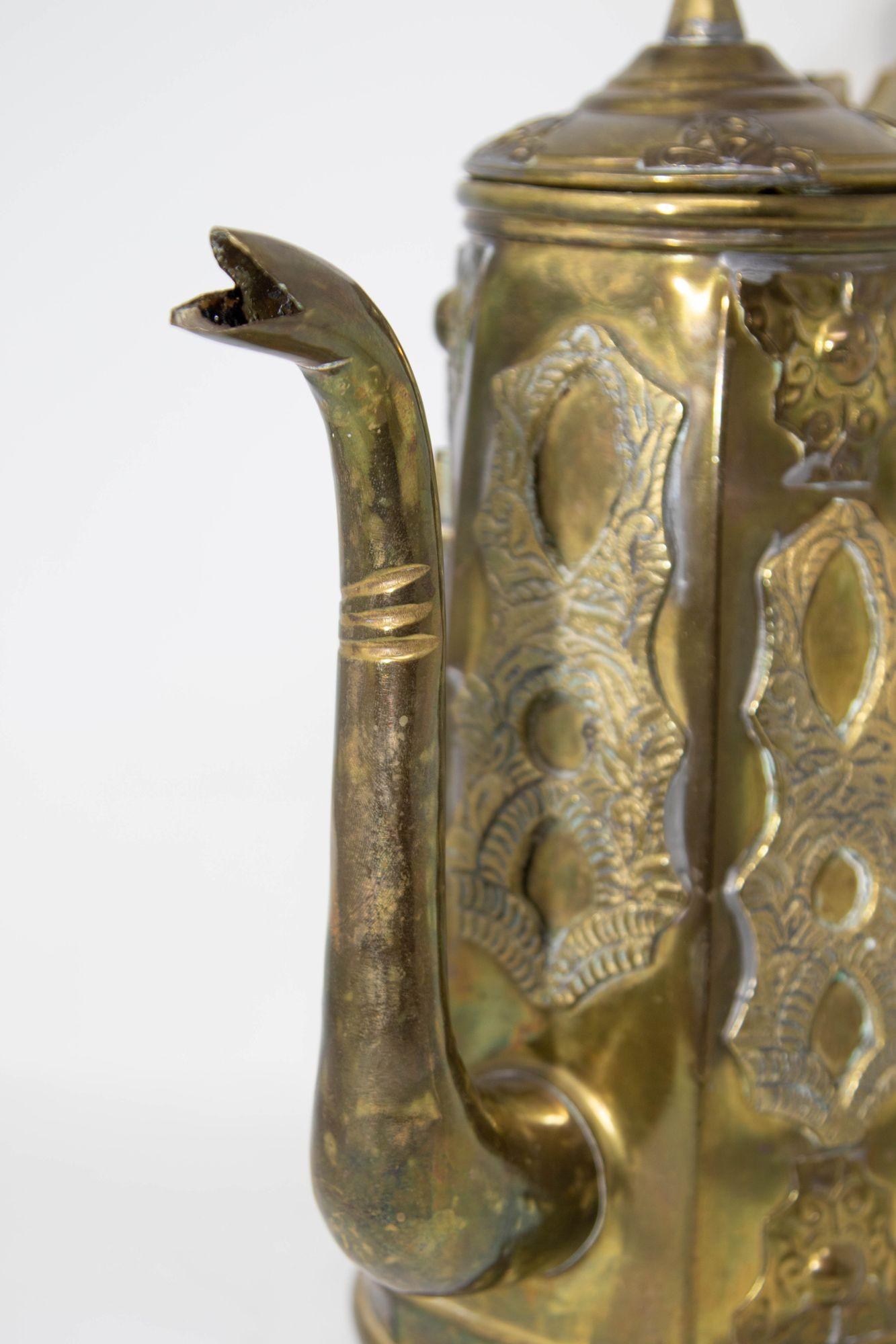 Antique Moroccan Islamic Brass Coffee Pot Dallah 1