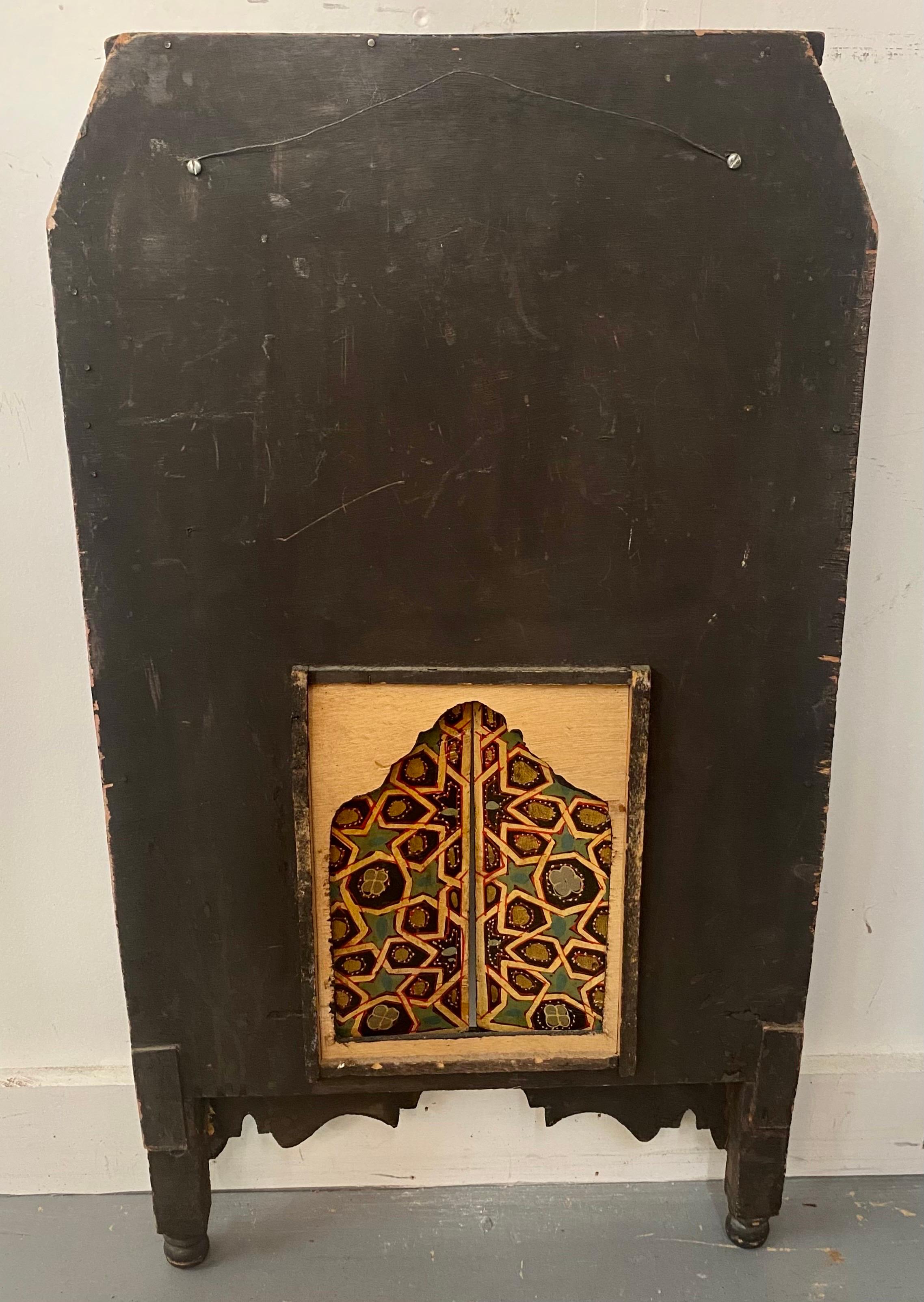 Antique Moroccan Moorish Hand painted Wall Door Sculpture or Mirror Frame For Sale 4