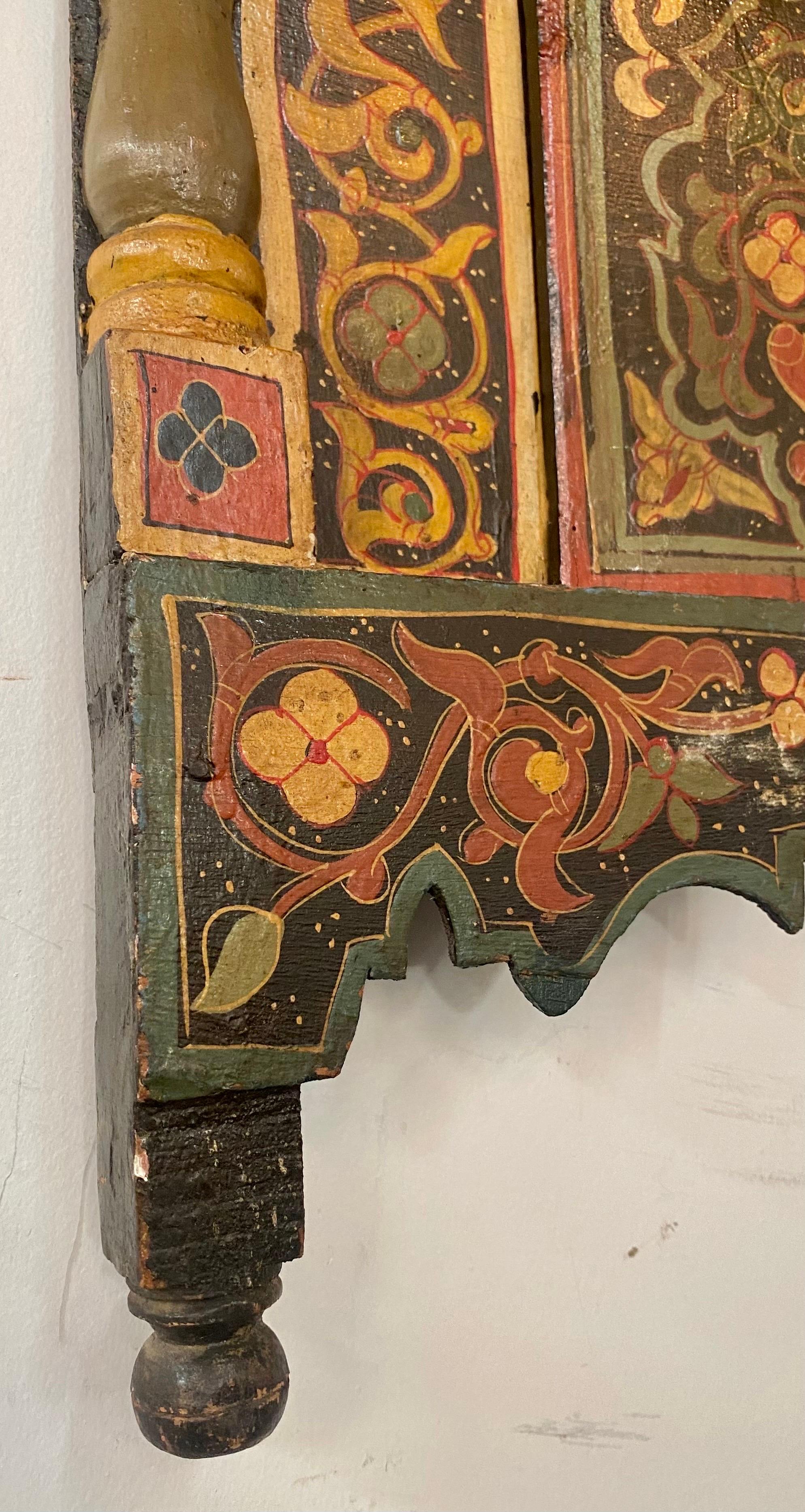 Antique Moroccan Moorish Hand painted Wall Door Sculpture or Mirror Frame For Sale 1