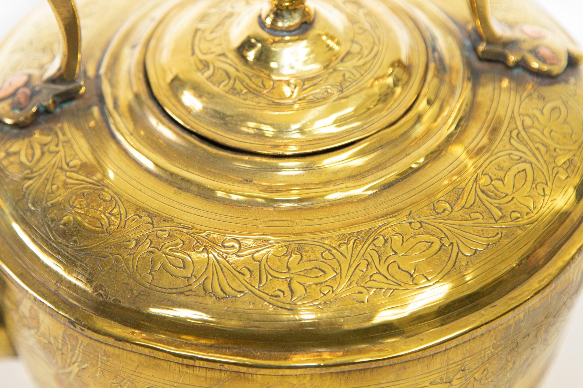Antique Moroccan Moorish Large Heavy Solid Brass Kettle, 19th C 11