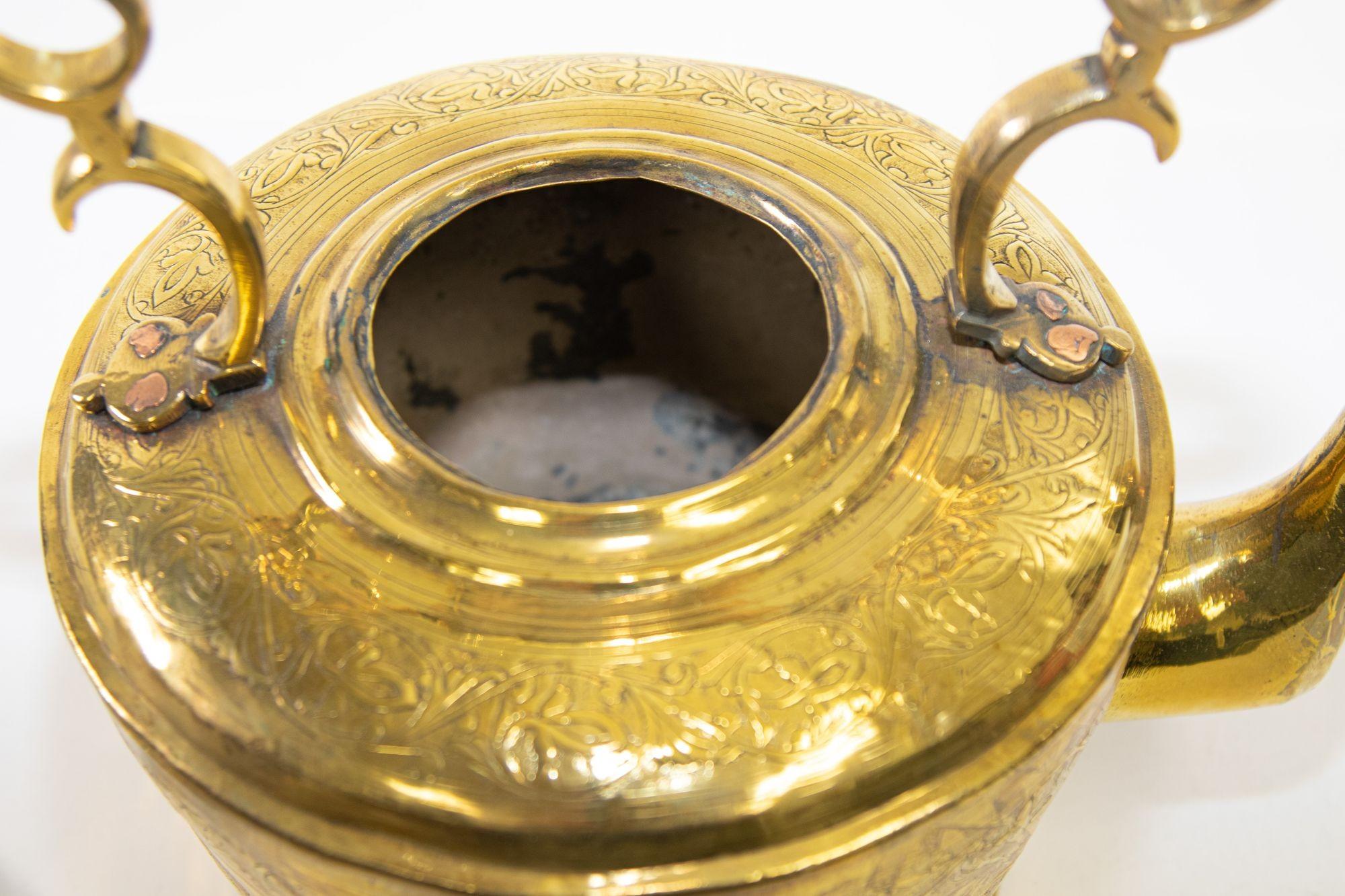 Antique Moroccan Moorish Large Heavy Solid Brass Kettle, 19th C 3