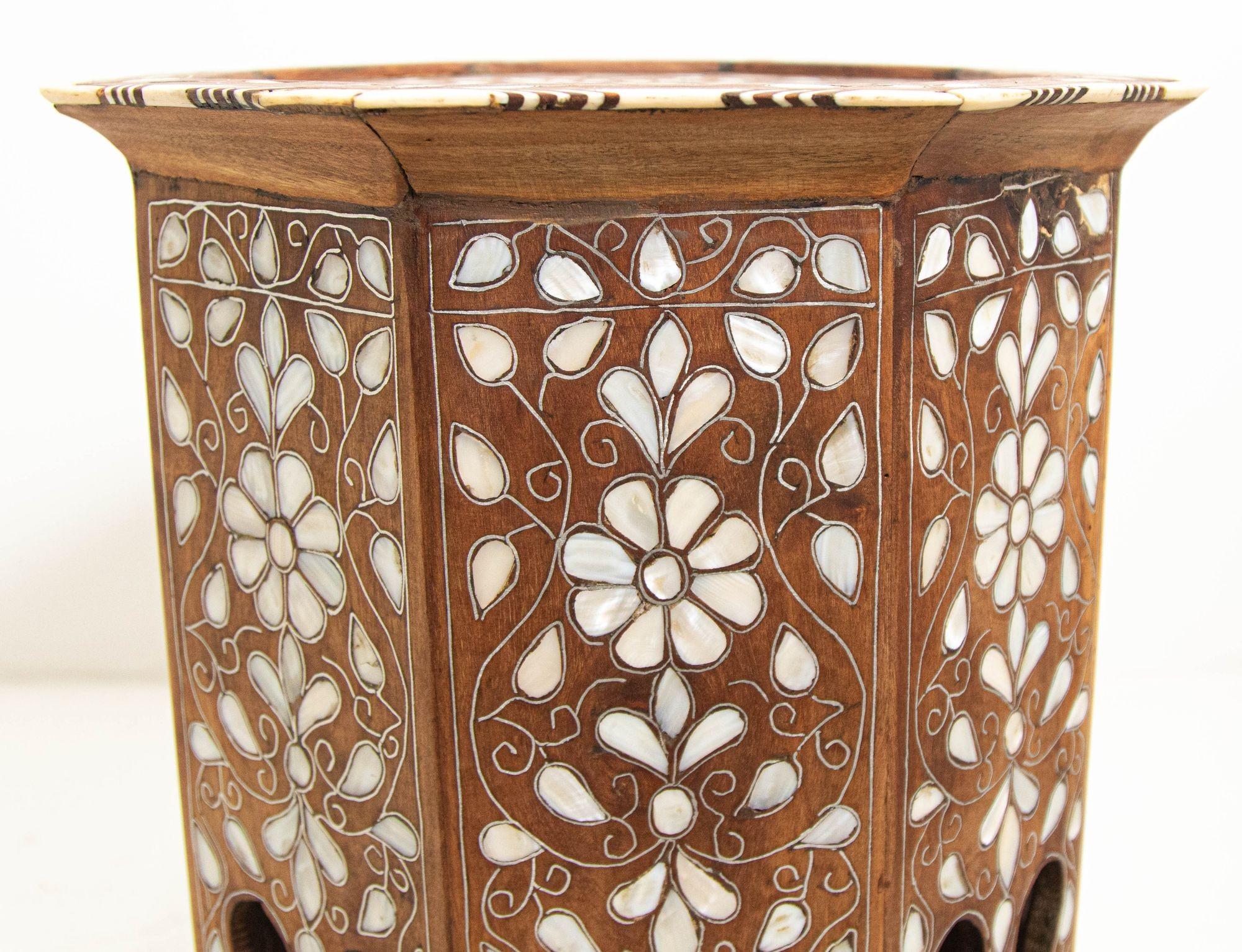 Antique 1890 Moroccan Moorish Side Table with Octagonal Top 5