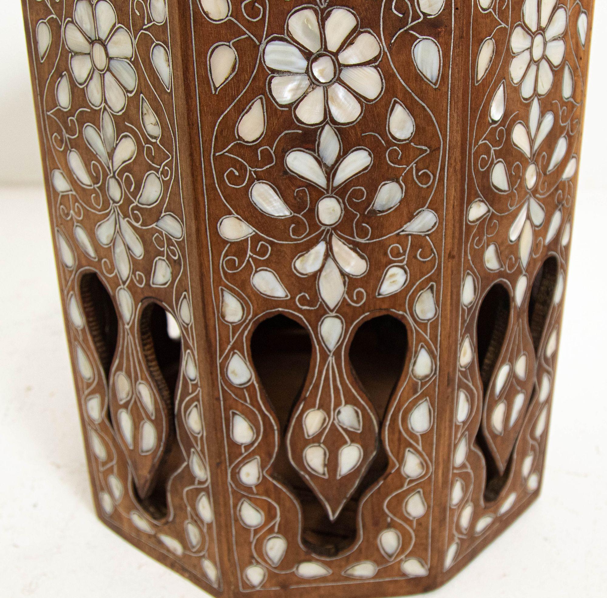 Antique 1890 Moroccan Moorish Side Table with Octagonal Top 6