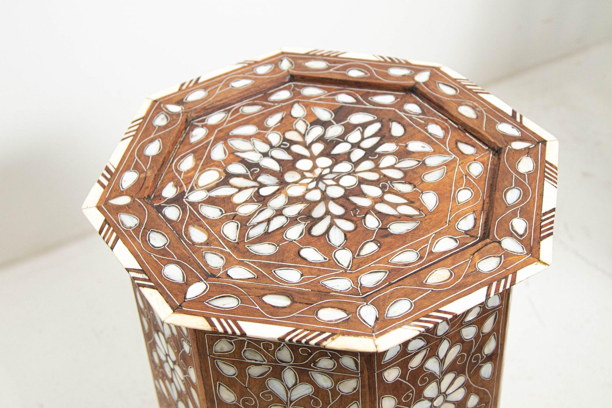 Antique 1890 Moroccan Moorish Side Table with Octagonal Top 8
