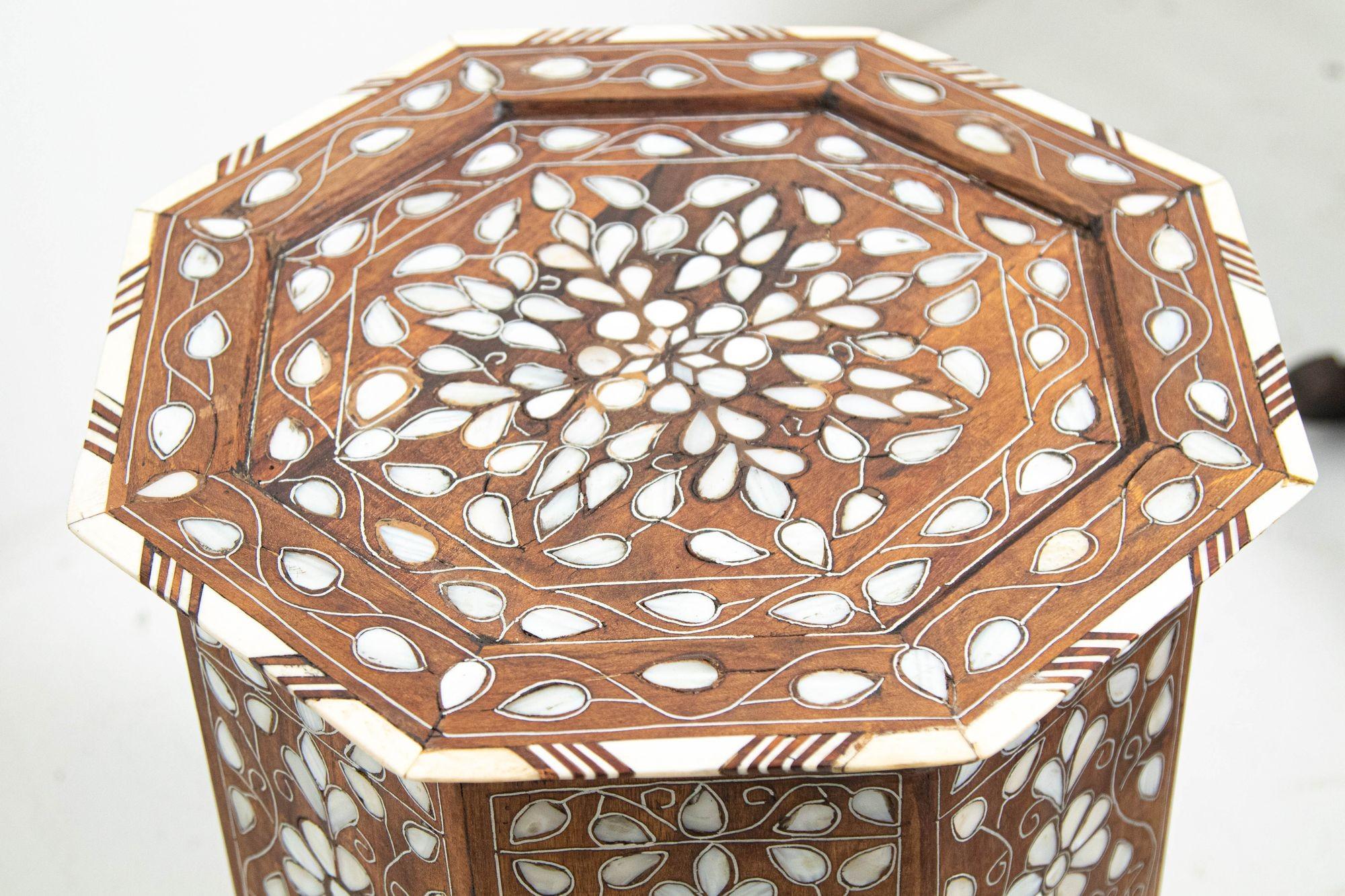 Antique 1890 Moroccan Moorish Side Table with Octagonal Top 9