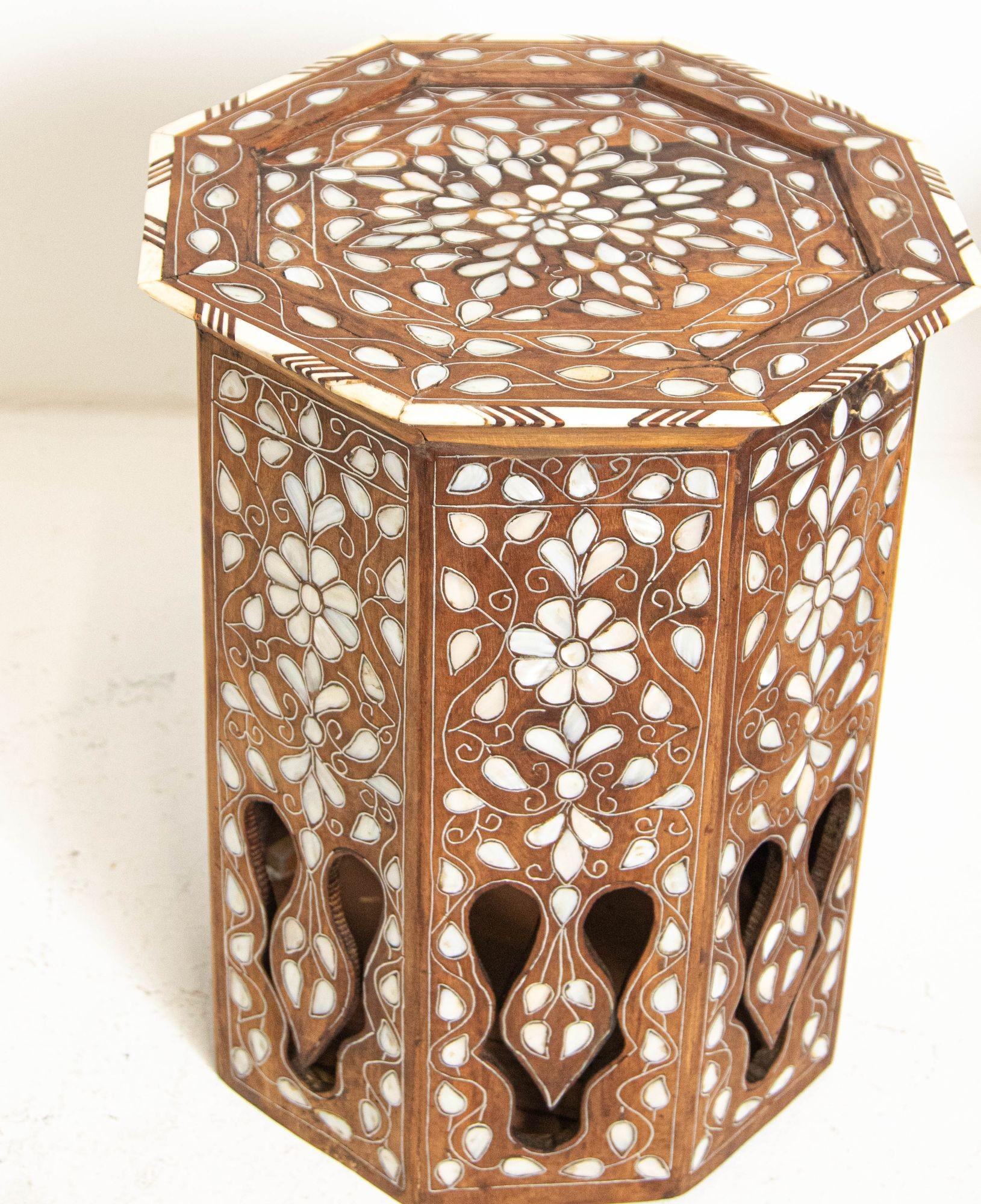 Antique 1890 Moroccan Moorish Side Table with Octagonal Top 11