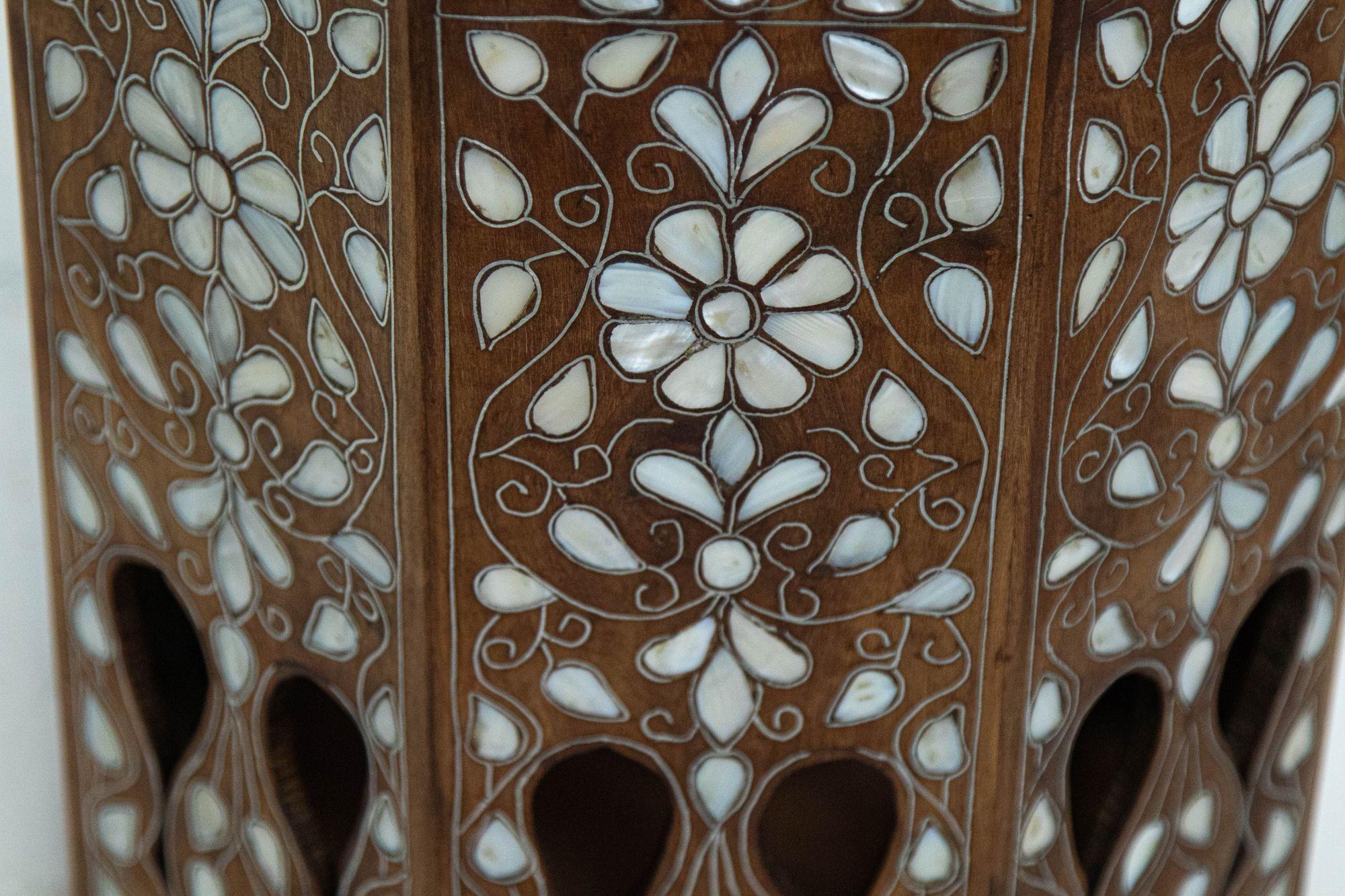 Antique 1890 Moroccan Moorish Side Table with Octagonal Top In Fair Condition In North Hollywood, CA