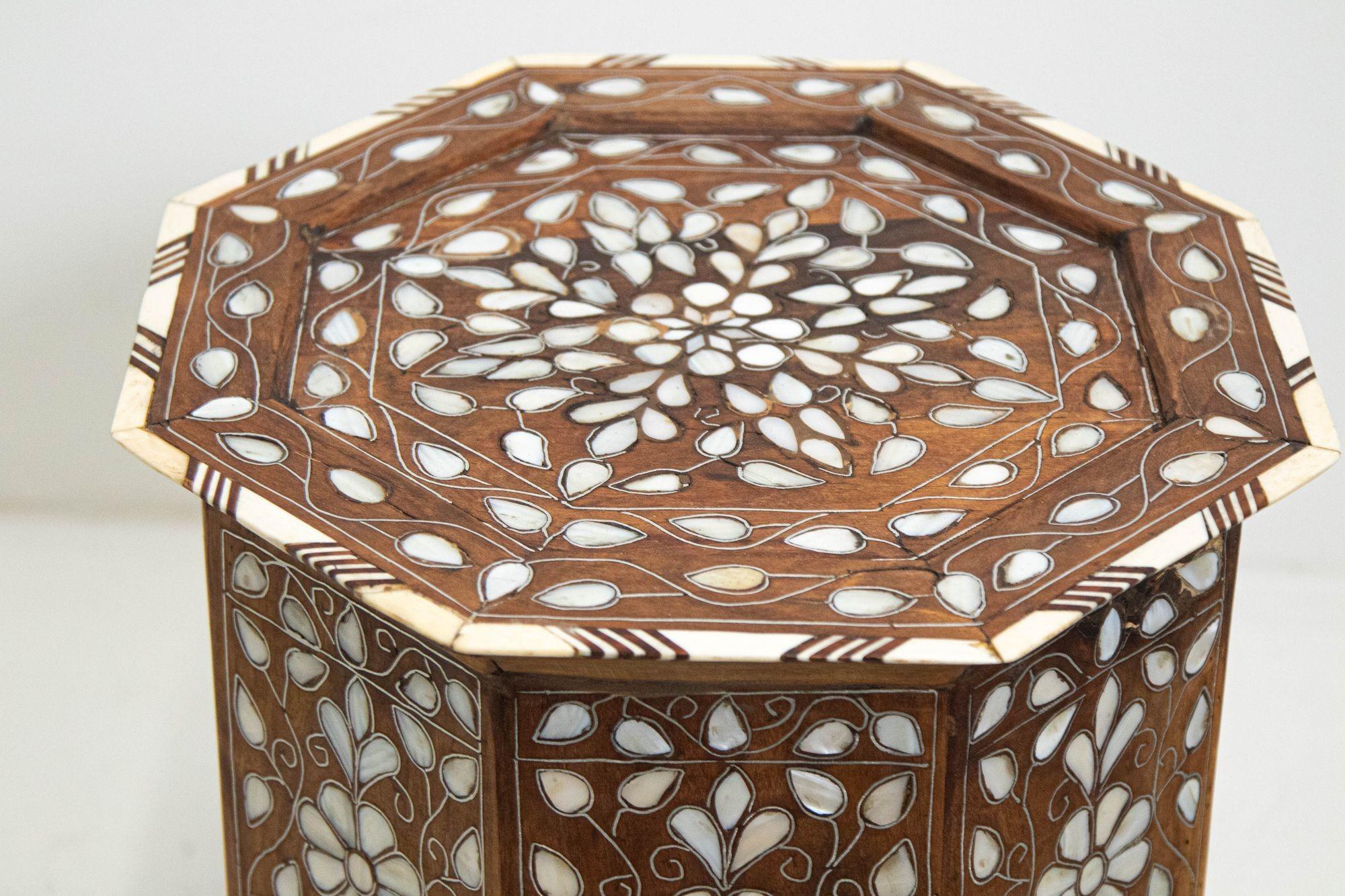 19th Century Antique 1890 Moroccan Moorish Side Table with Octagonal Top