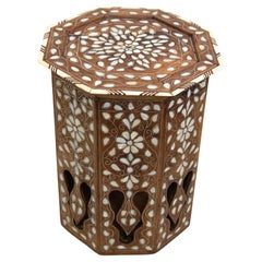 Antique 1890 Moroccan Moorish Side Table with Octagonal Top