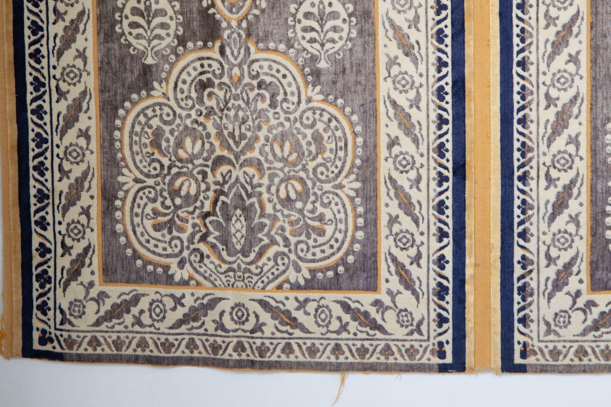Antiker marokkanischer maurischer Wandteppich aus Seide und Textilteppich aus dem 19. Jahrhundert, Hiti im Angebot 12