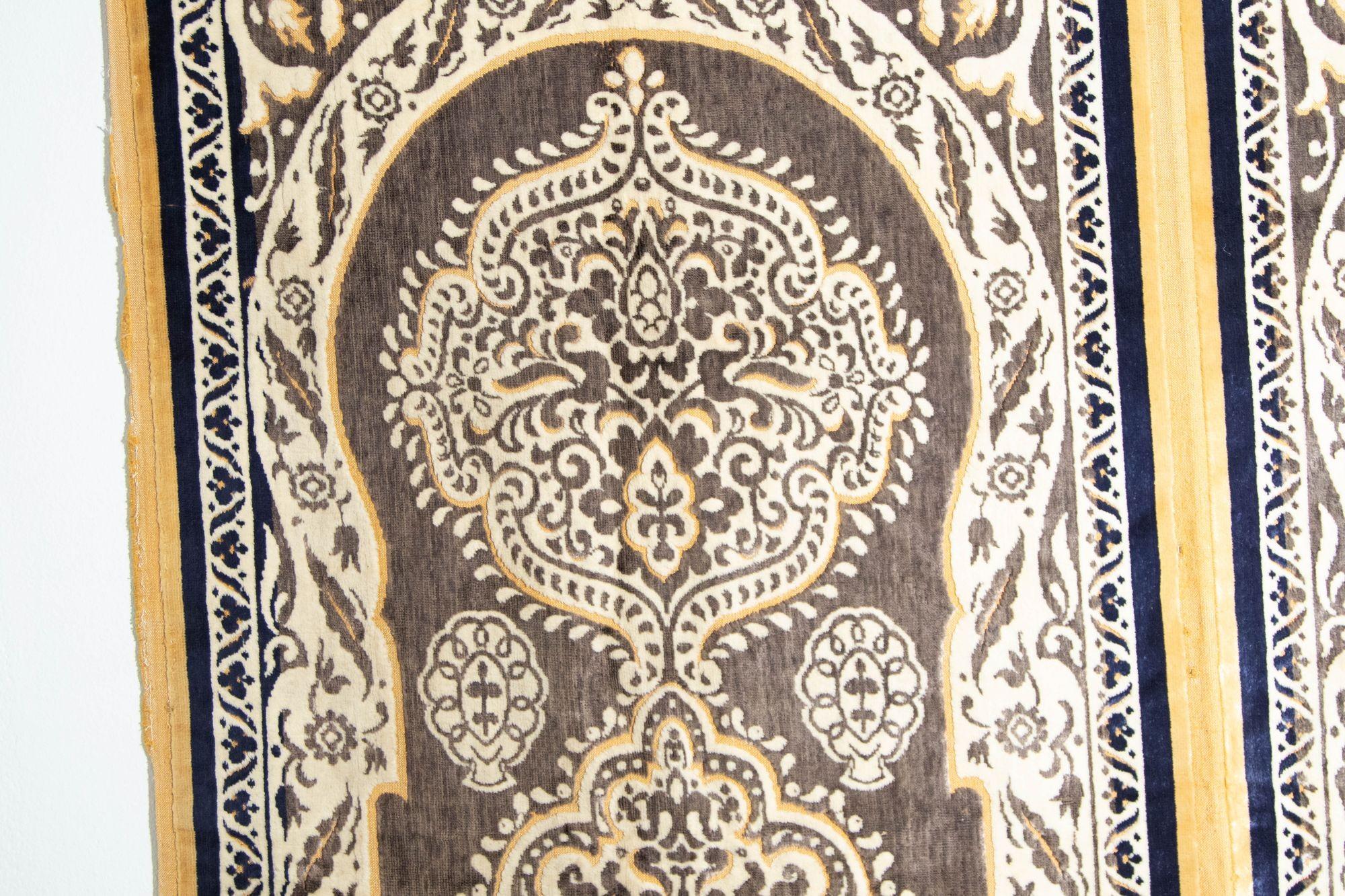 Antique Moroccan Moorish Silk Textile Tapestry Wall Hanging Hiti 19th C. For Sale 1