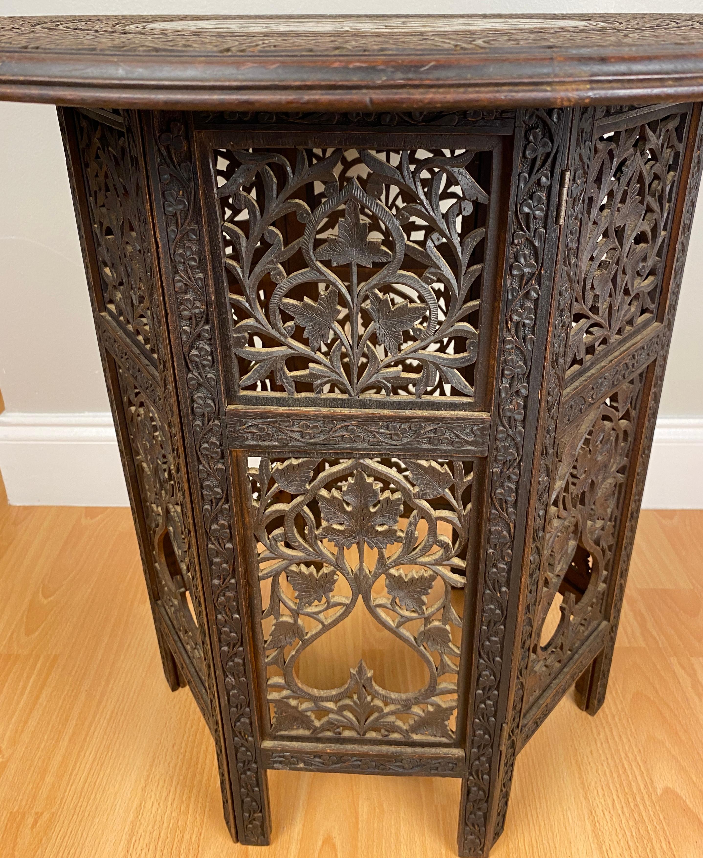 Antique Moroccan Moorish Style Hand Carved Side Table  2